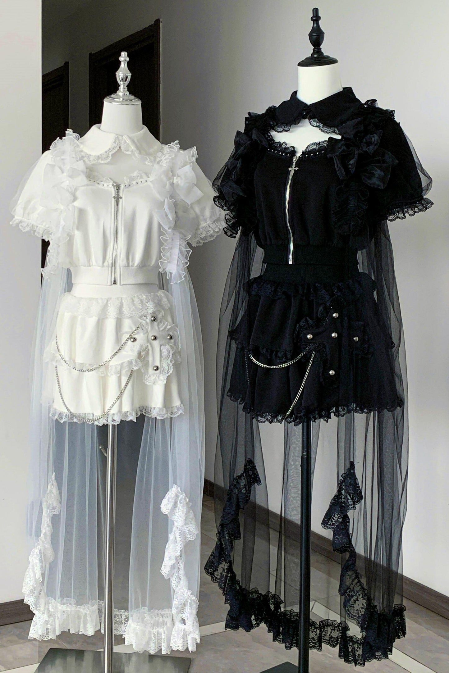 Gothic Dark Kawaii Cross Setup + Lace Vest