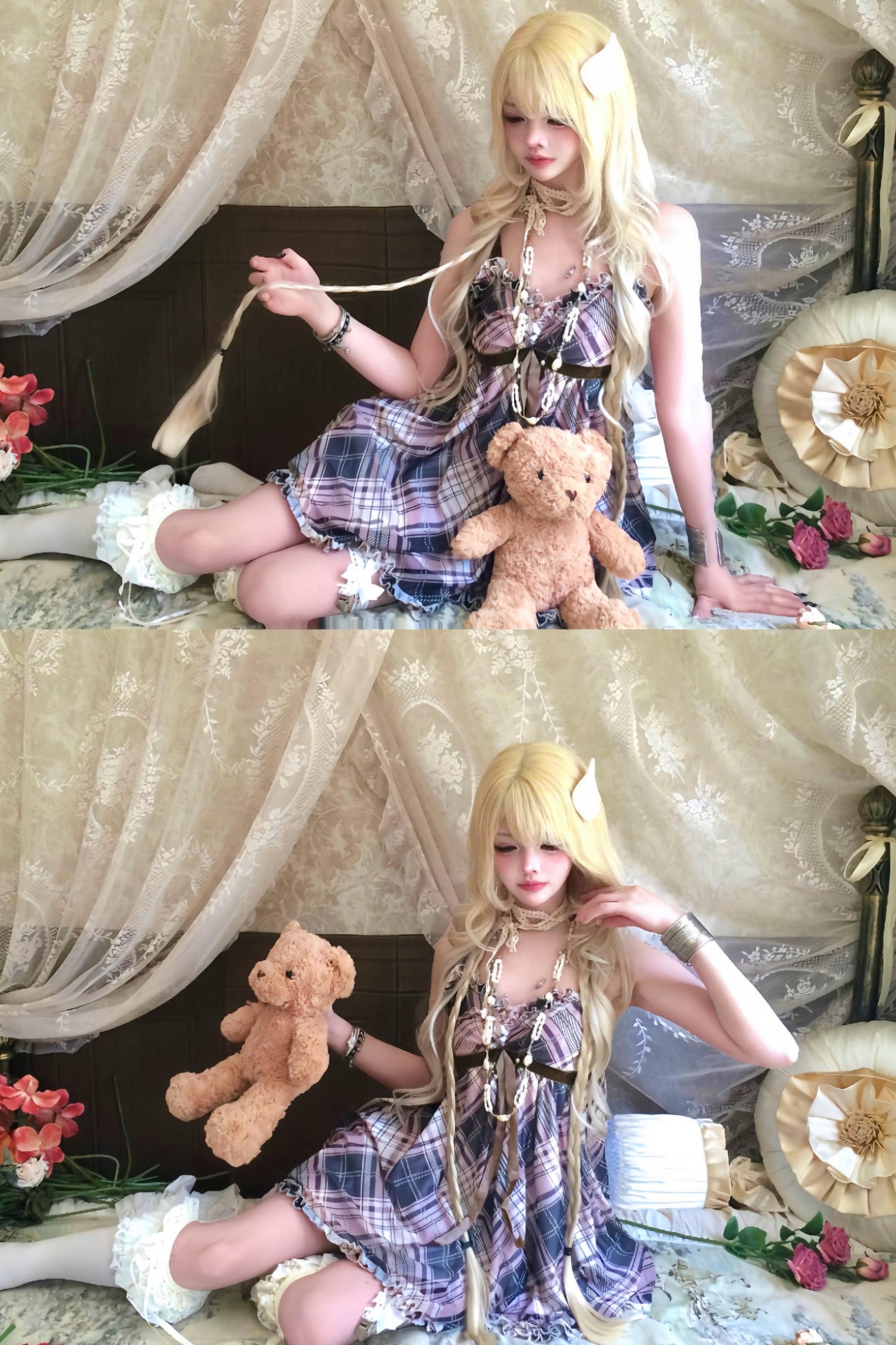 レトロチェックキャミワンピ