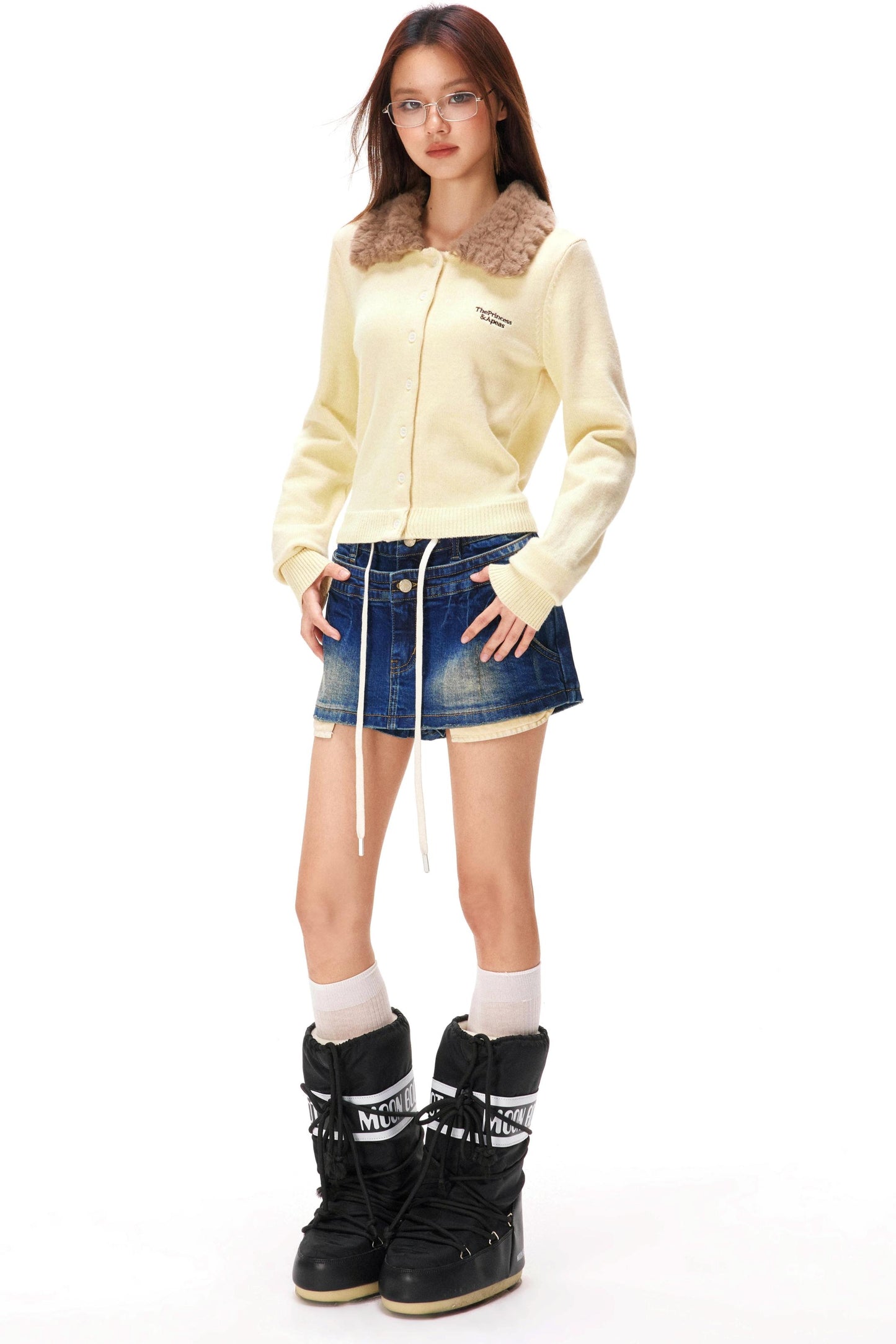 Retro Fur Collar Knit Cardigan