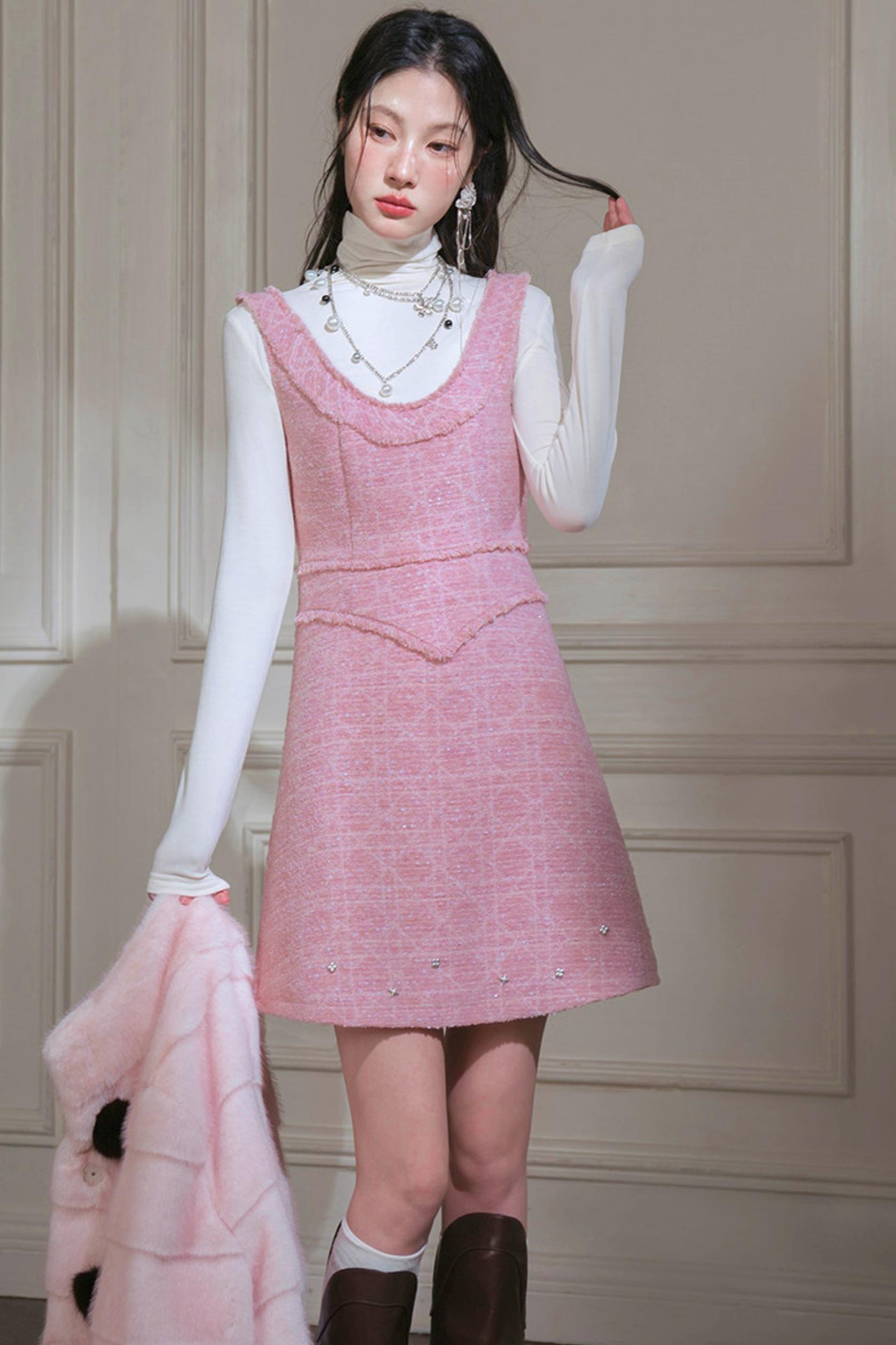 Sweetheart Glitter Tweed Dress – Belchic