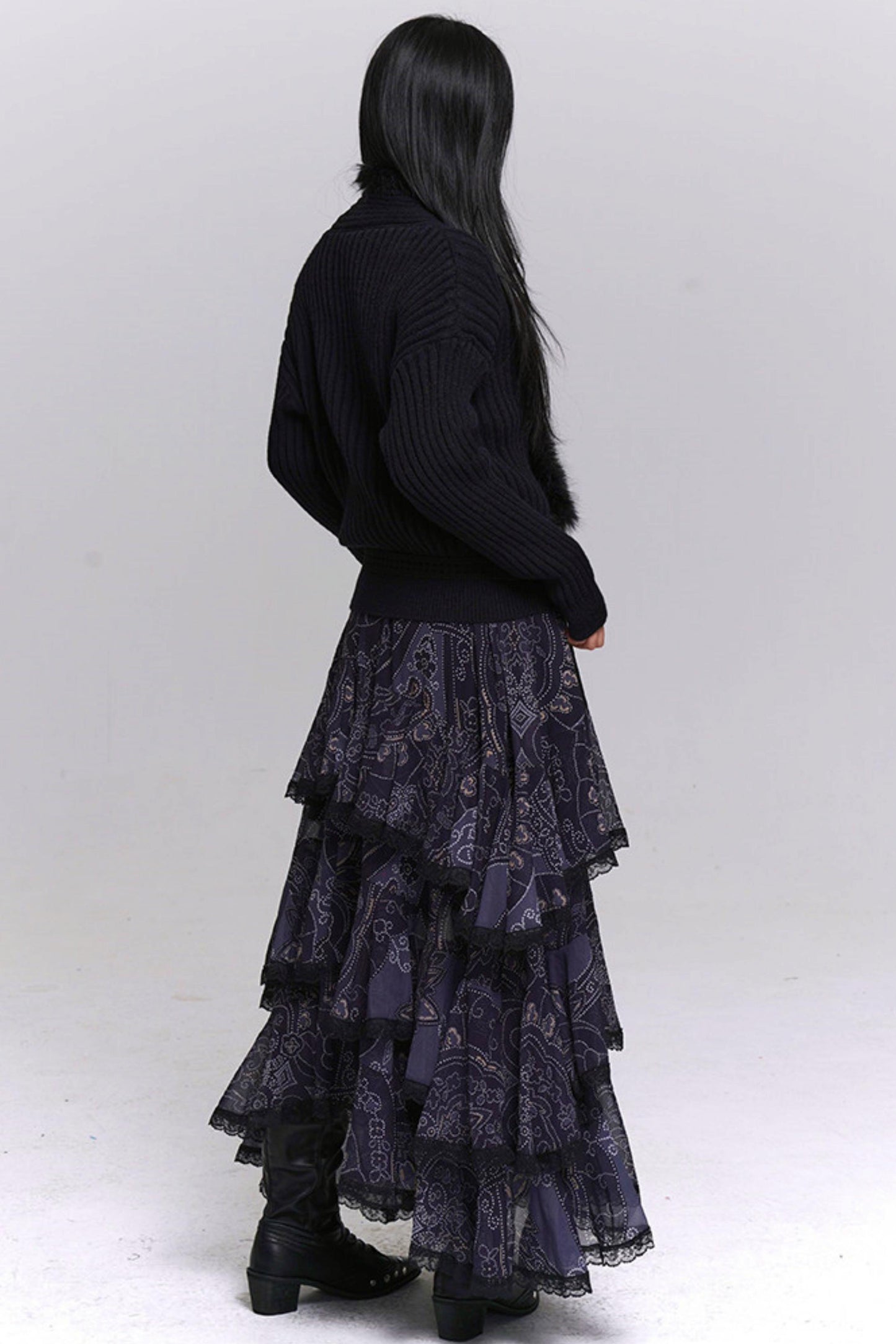 Soft Gray V-Neck Knit Sweater