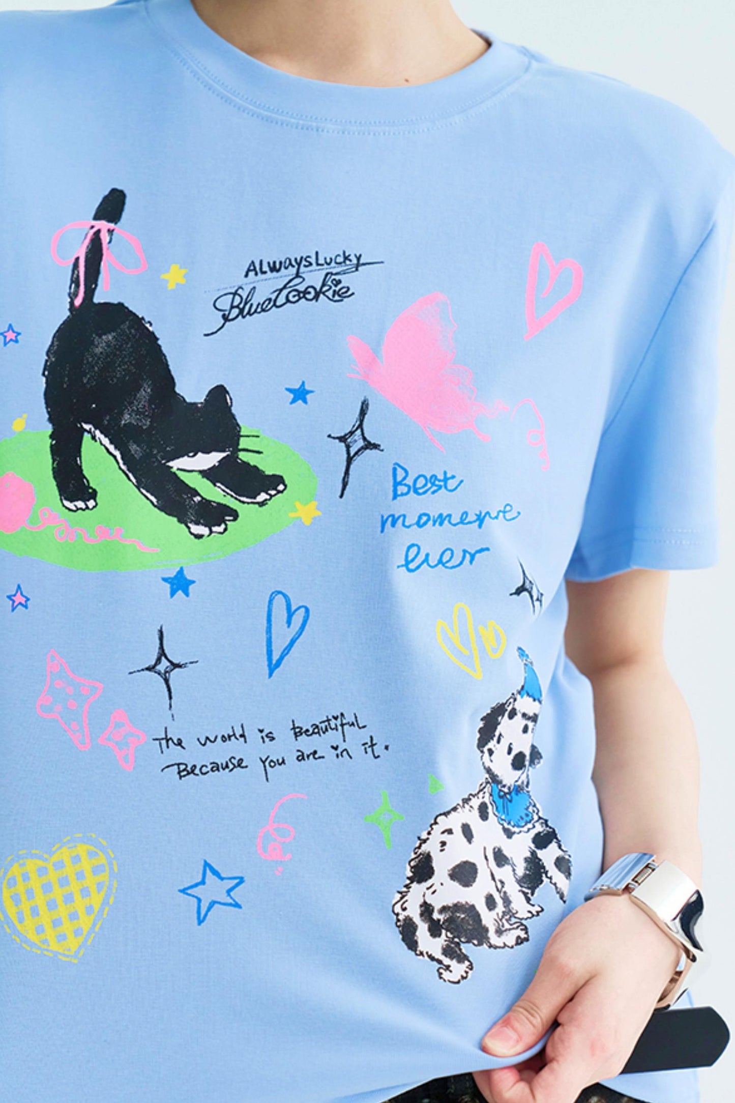 Cropped Graffiti Print Tee Shirt