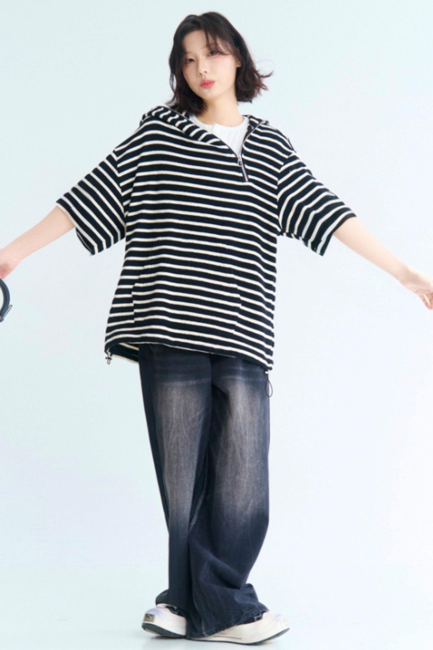 airy loose-fitting hooded tea