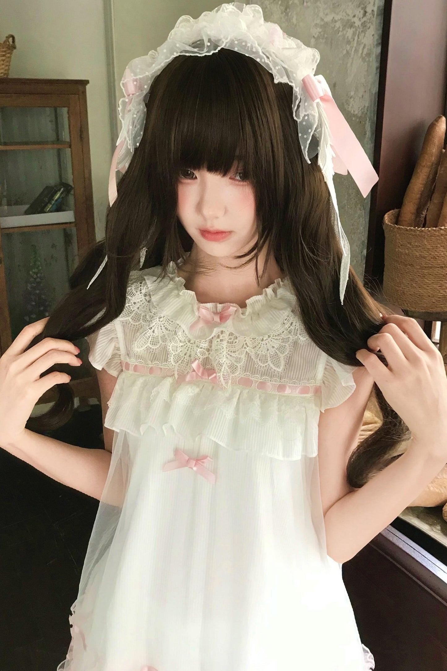 Vestido de tul con volante de ángel