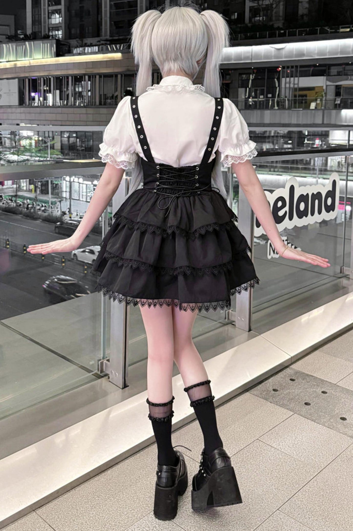Dark Kawaii Suspender Skirt + Top + Headpiece Set