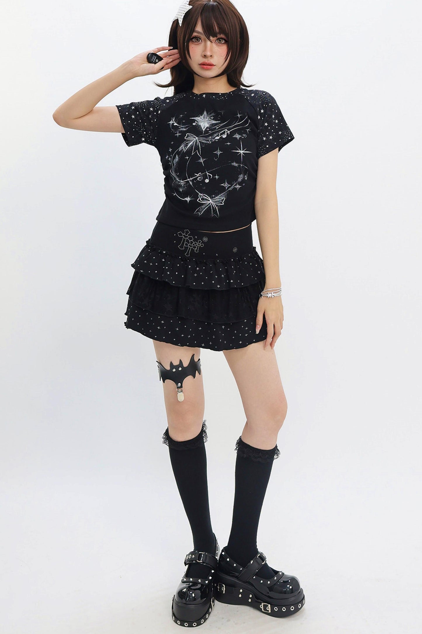 ギャラクシーY2Kスタープリントトップス