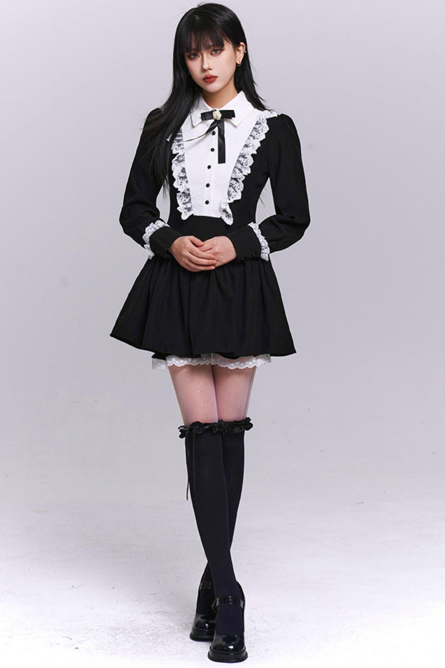 ヘプバーンブラックパーティードレス+インナースカート