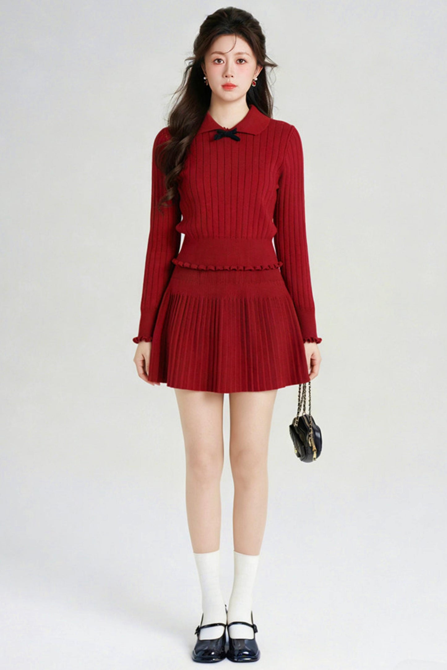 Sweet Red Knit Top + Skirt