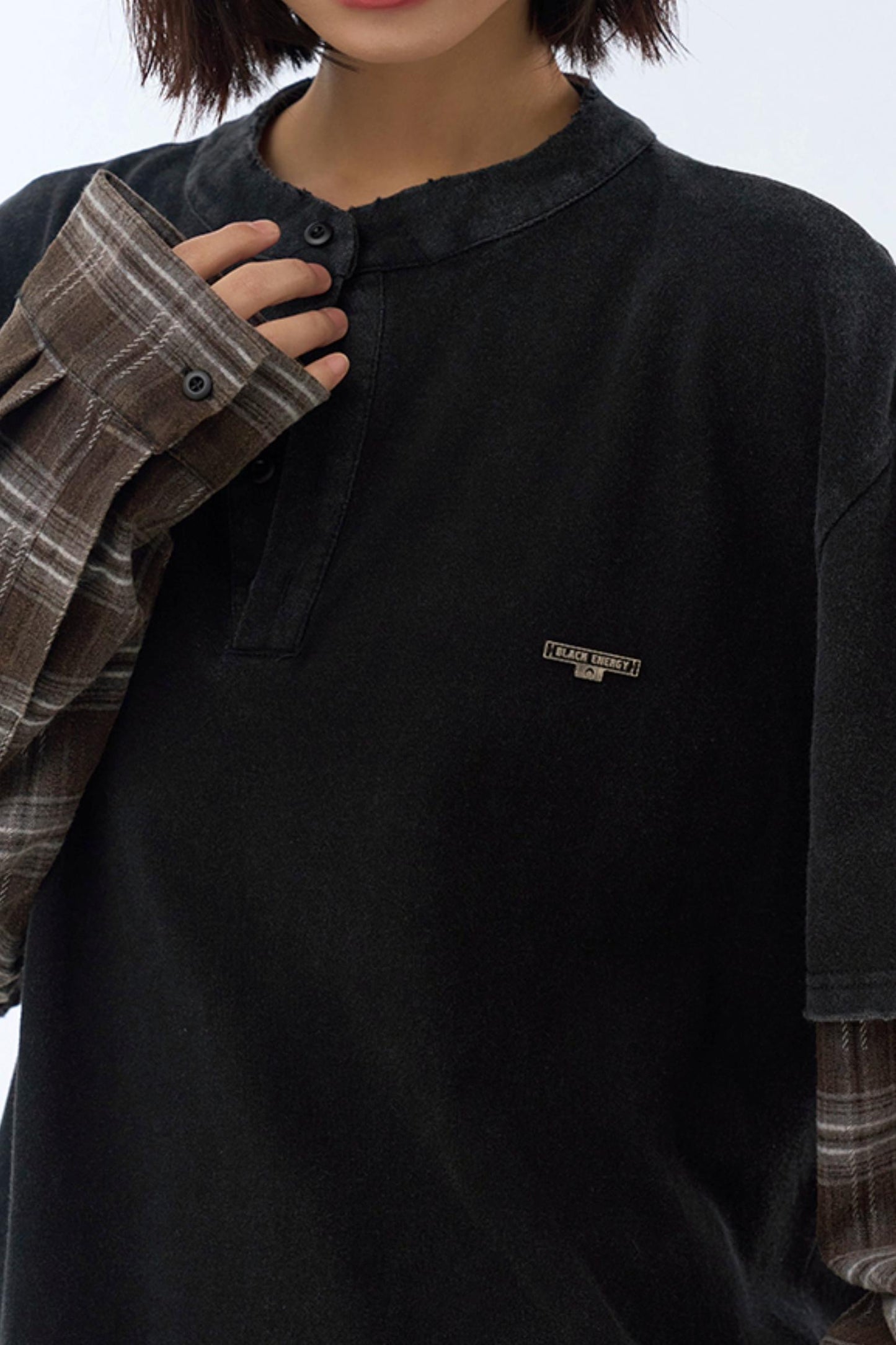 カラーブロックロングスリーブTシャツ