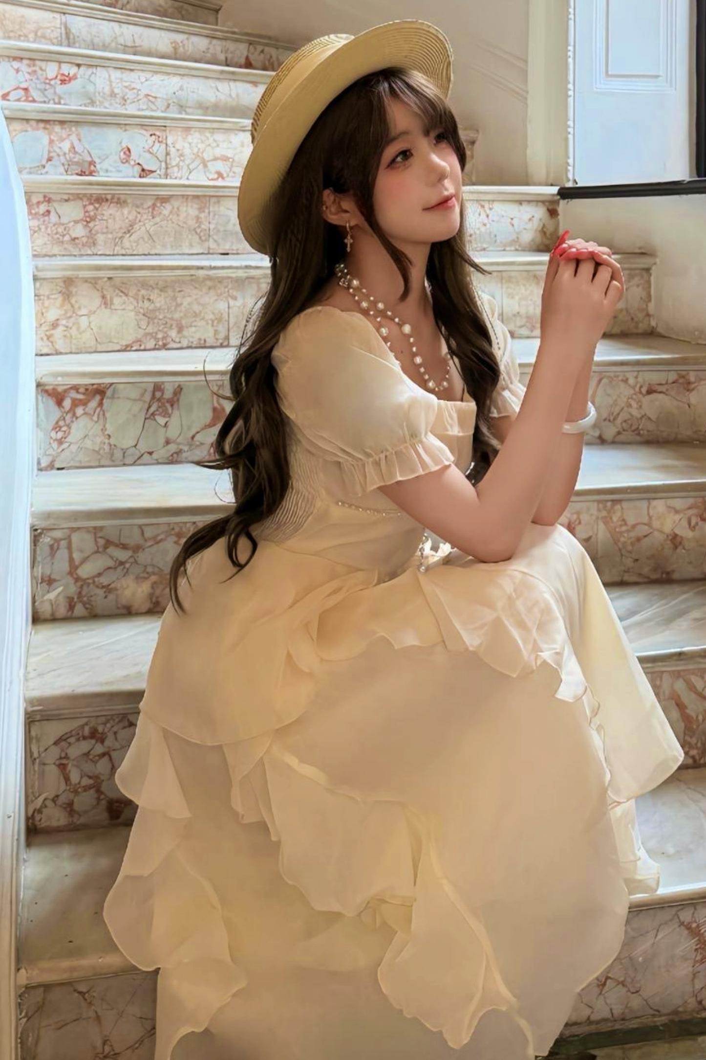 Französisches Rüschen-Prinzessinnenkleid