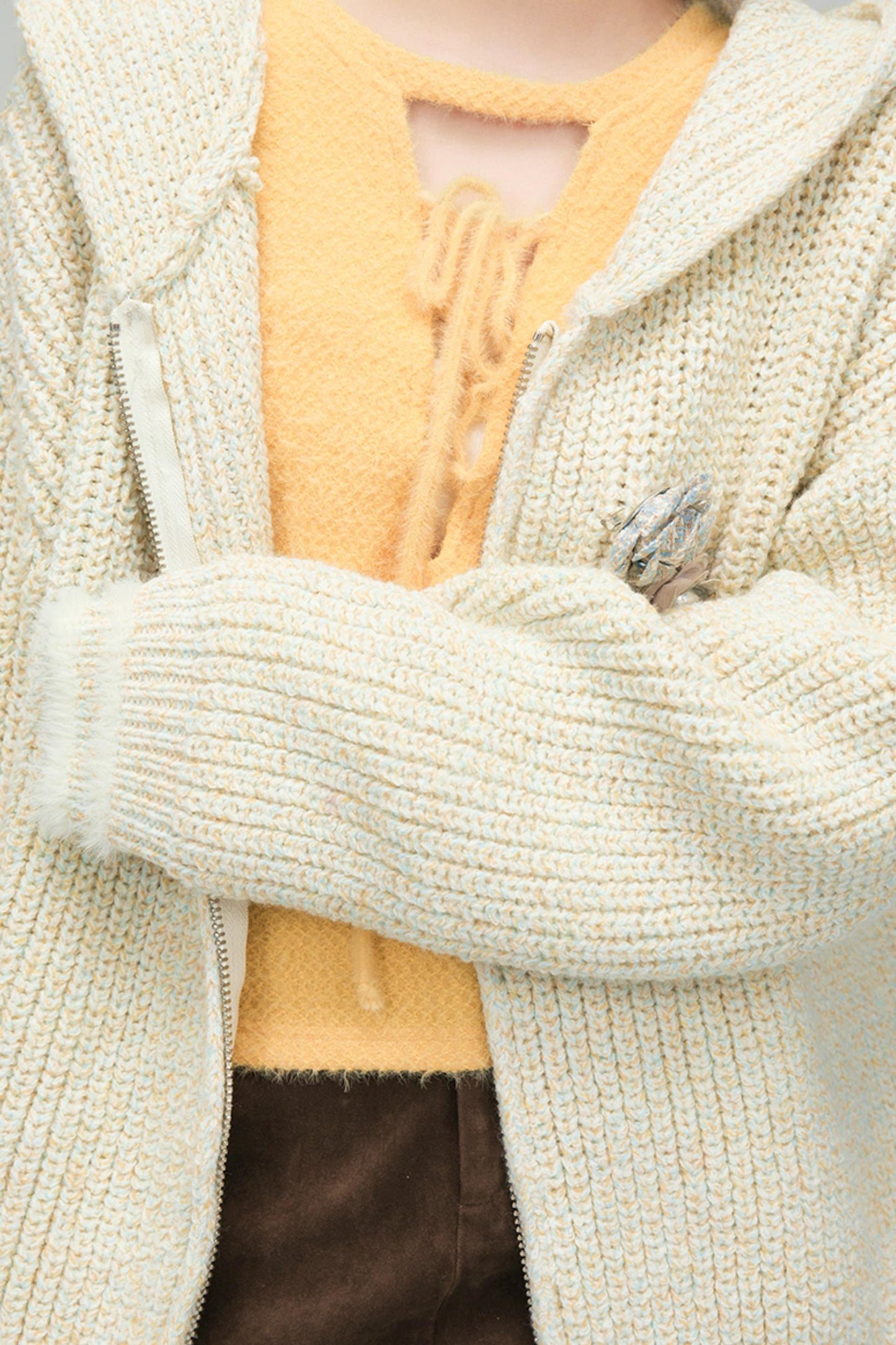 プチハニーリボンカラーニットトップス