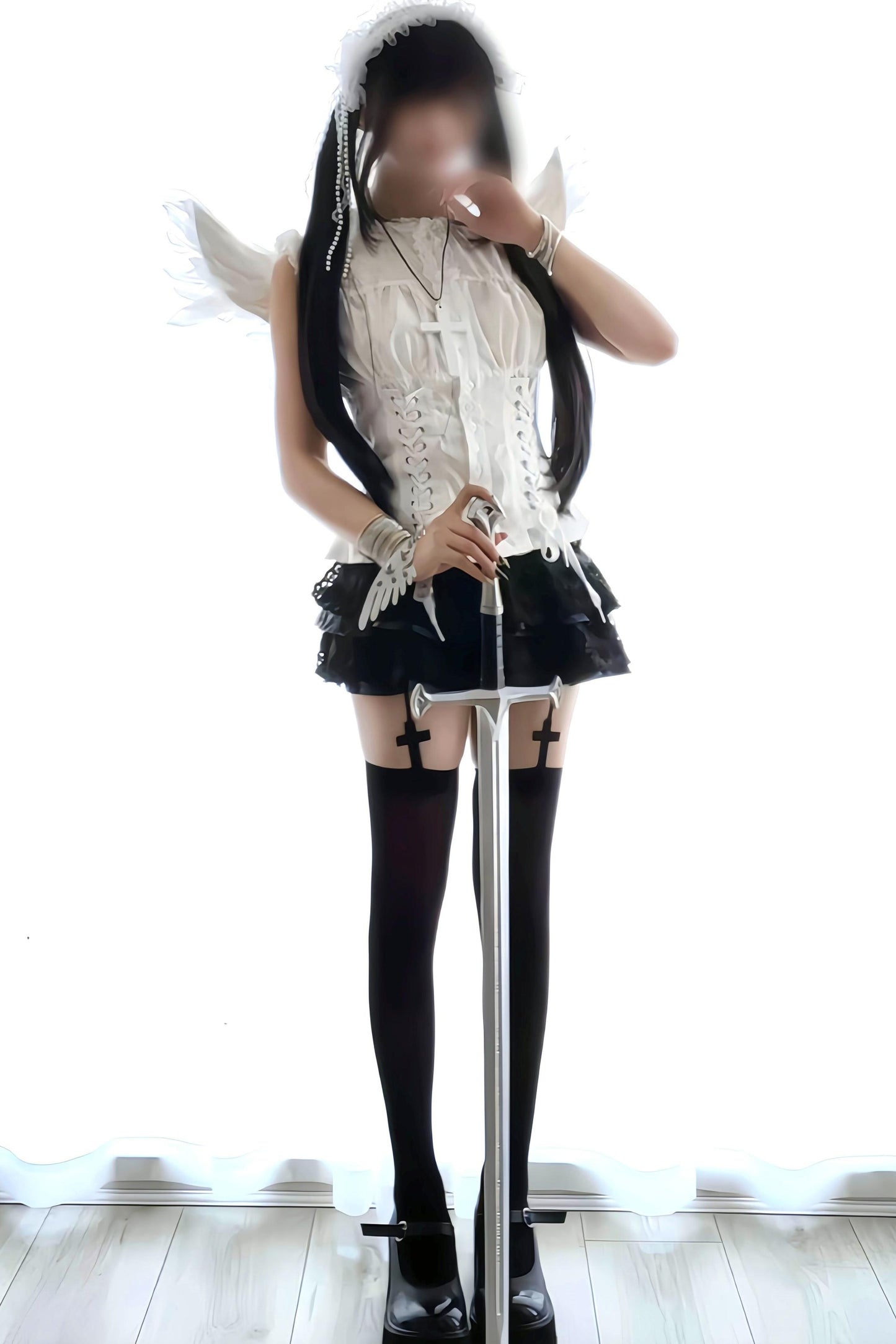 French Lace-Up Vintage Blouse + Skirt