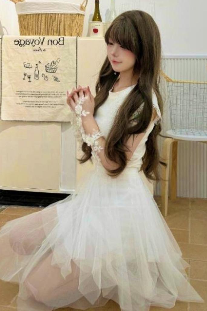 仙女蕾絲羽毛上衣+裙子