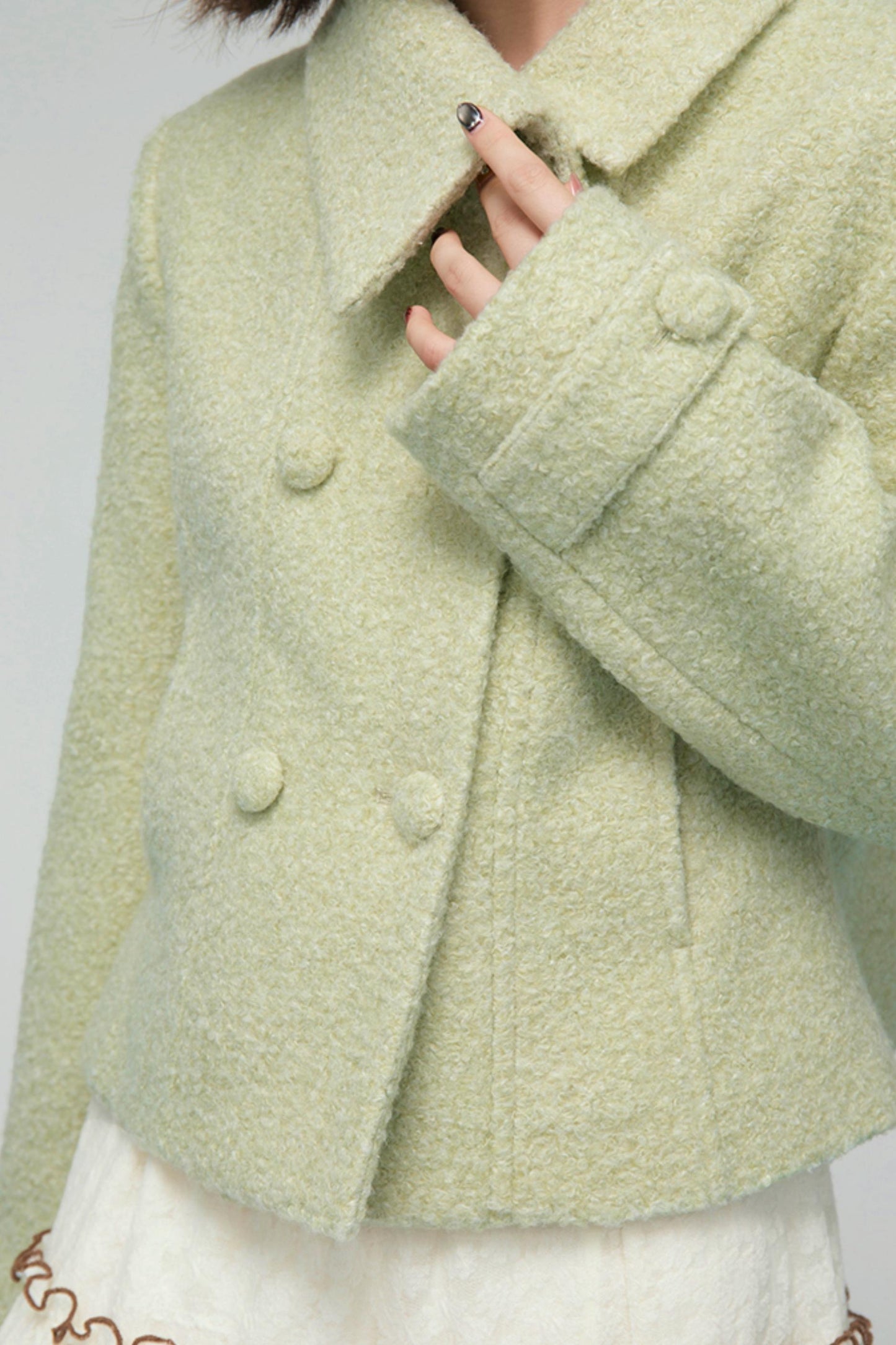 エレガントダイアゴナルウールンコート