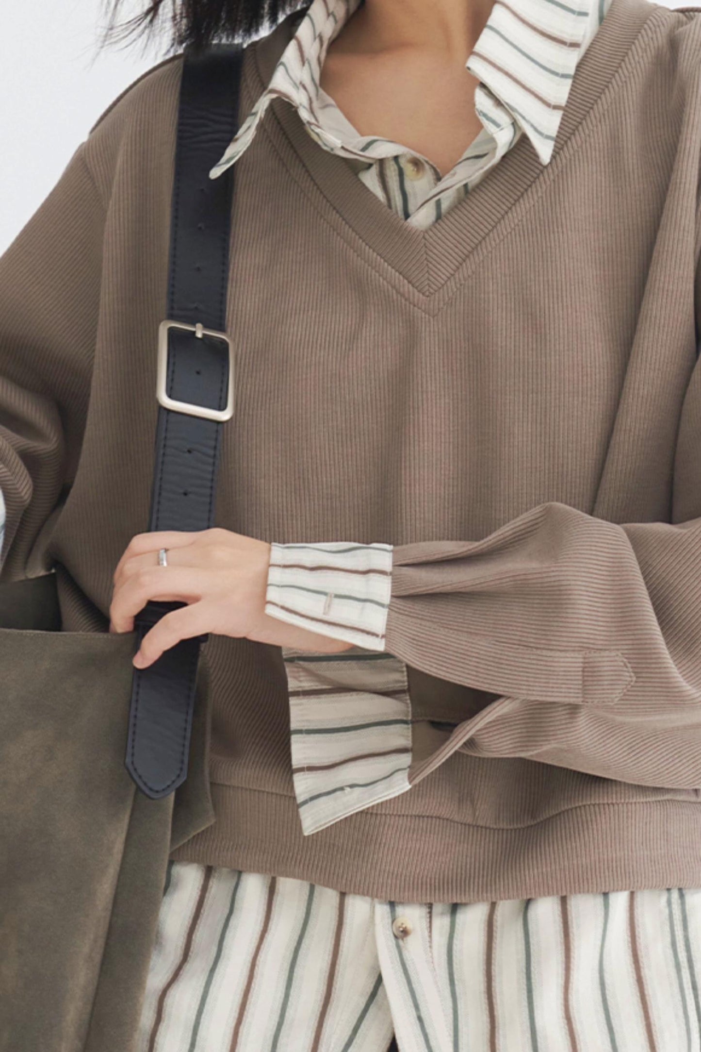 ルーズフィットツーピーススタイルスウェットシャツ