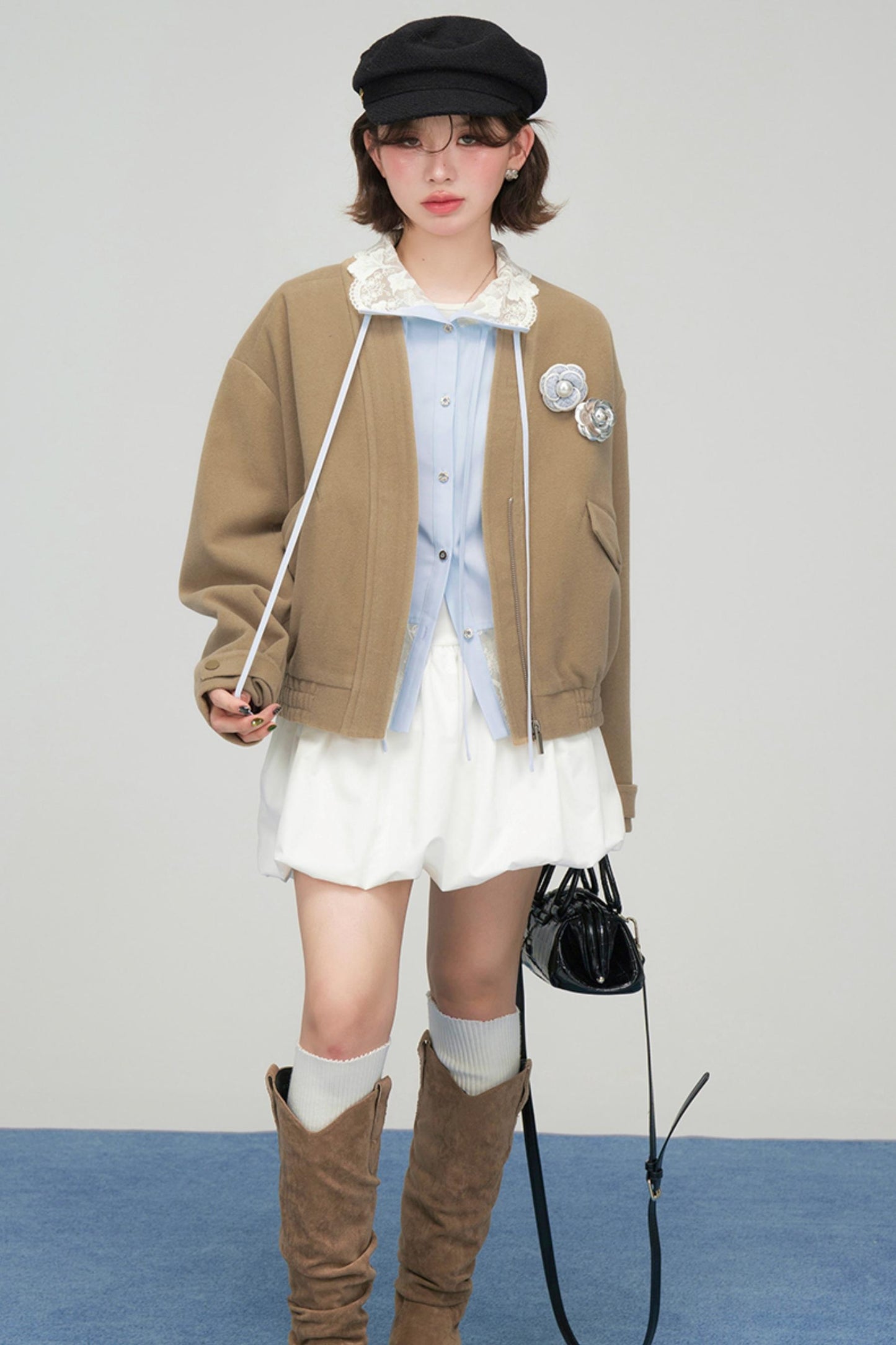 ラテクロワッサンブイネックジャケット