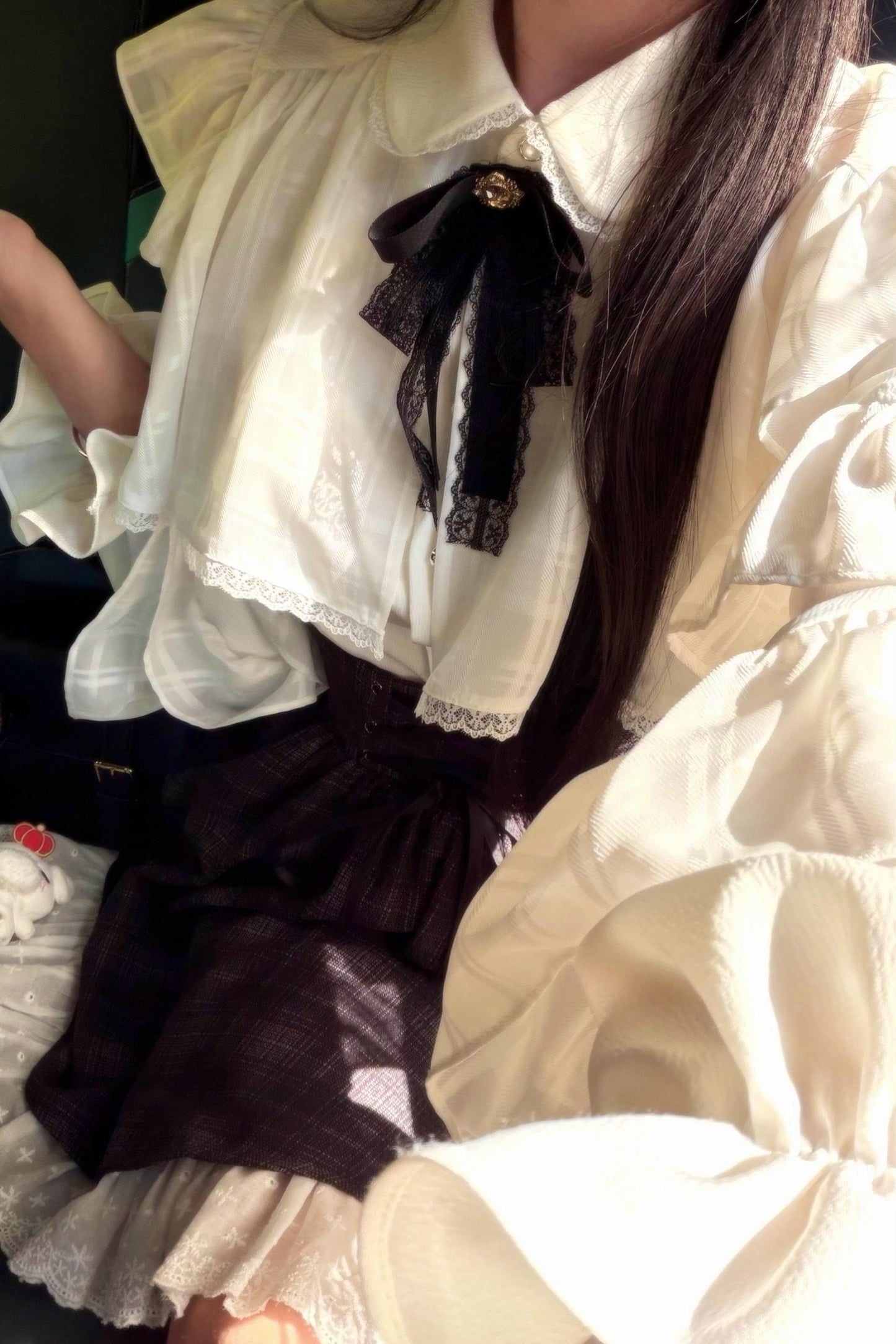 エレガント地雷レースブラウス+スカート