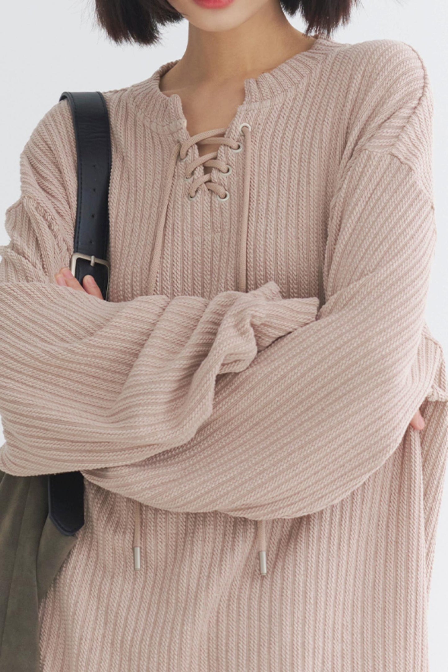 Oversized V-neck knit top