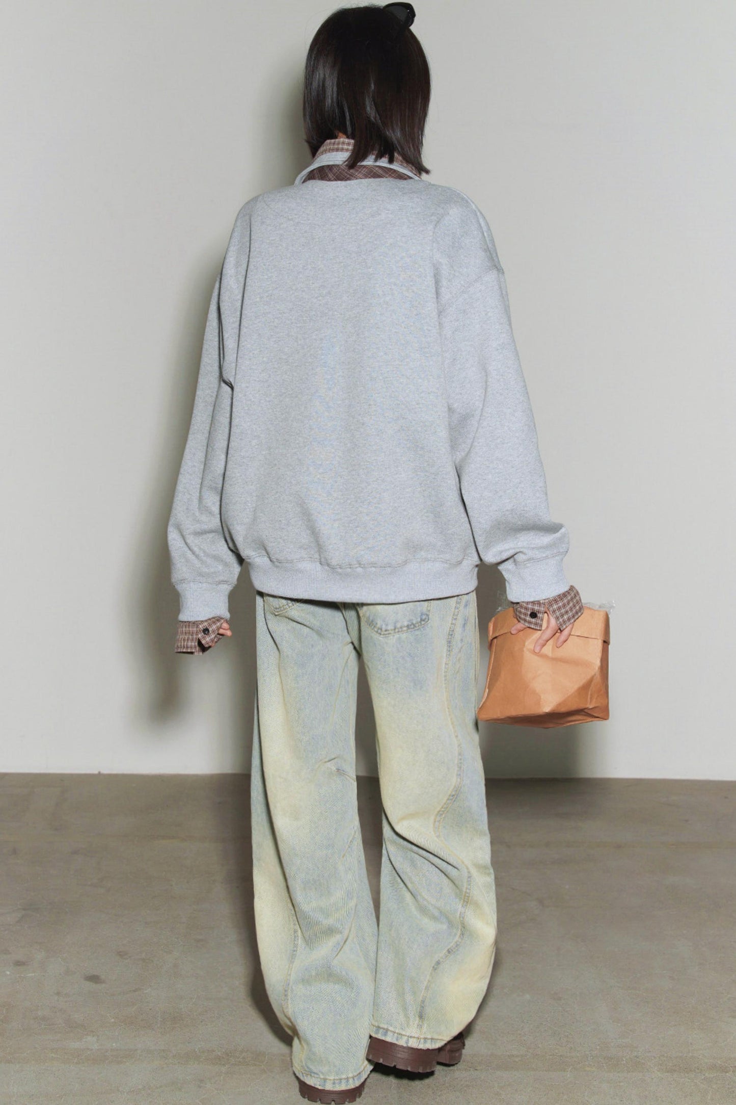 Karo-Patchwork-Polo-Sweatshirt