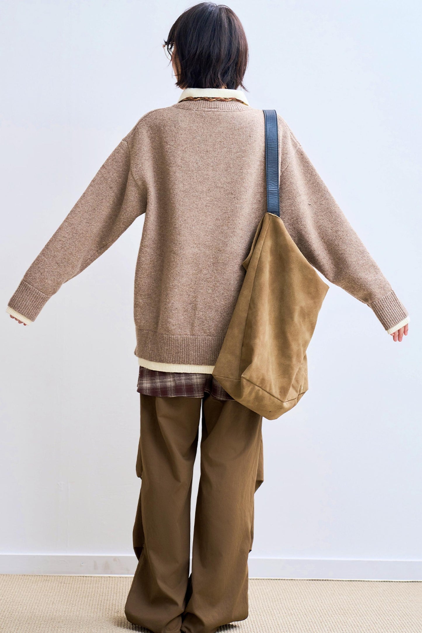 Relaxed Fit Lapel Knit Sweatshirt