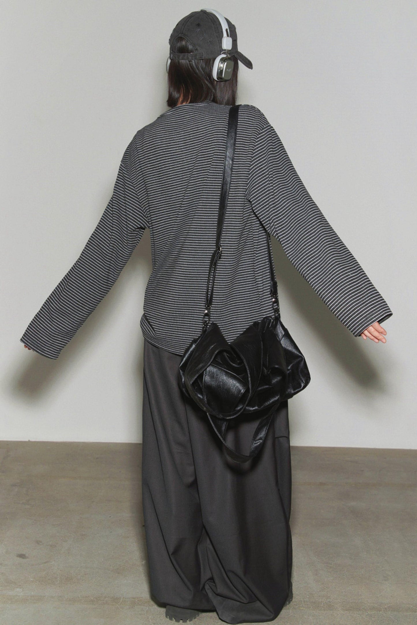 Loose Striped Button Neck Top