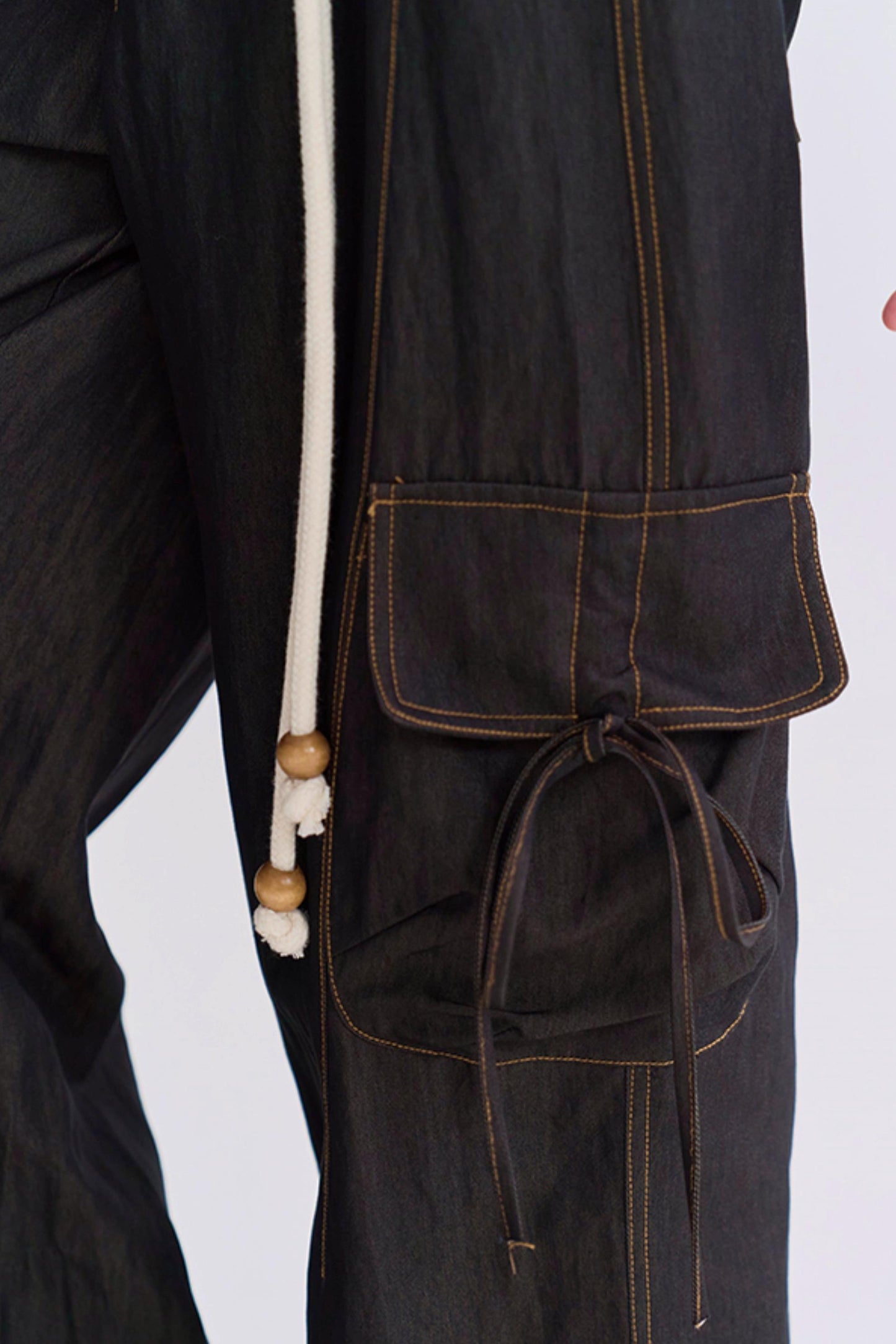 レースアップワイドレッグカーゴパンツ