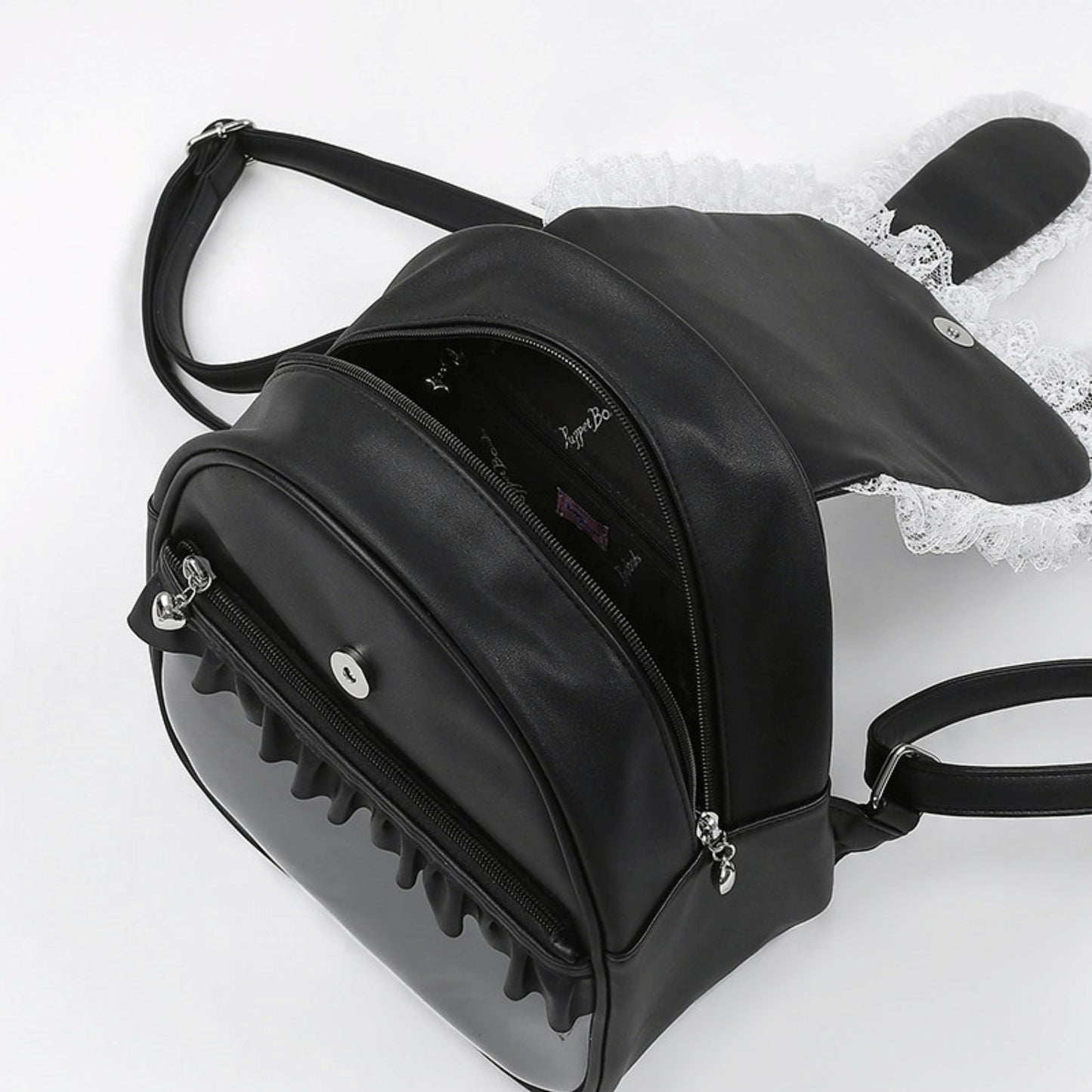 Lace-Up Dark Kawaii T-Shirt + Skirt + Bag + Hair Accessories