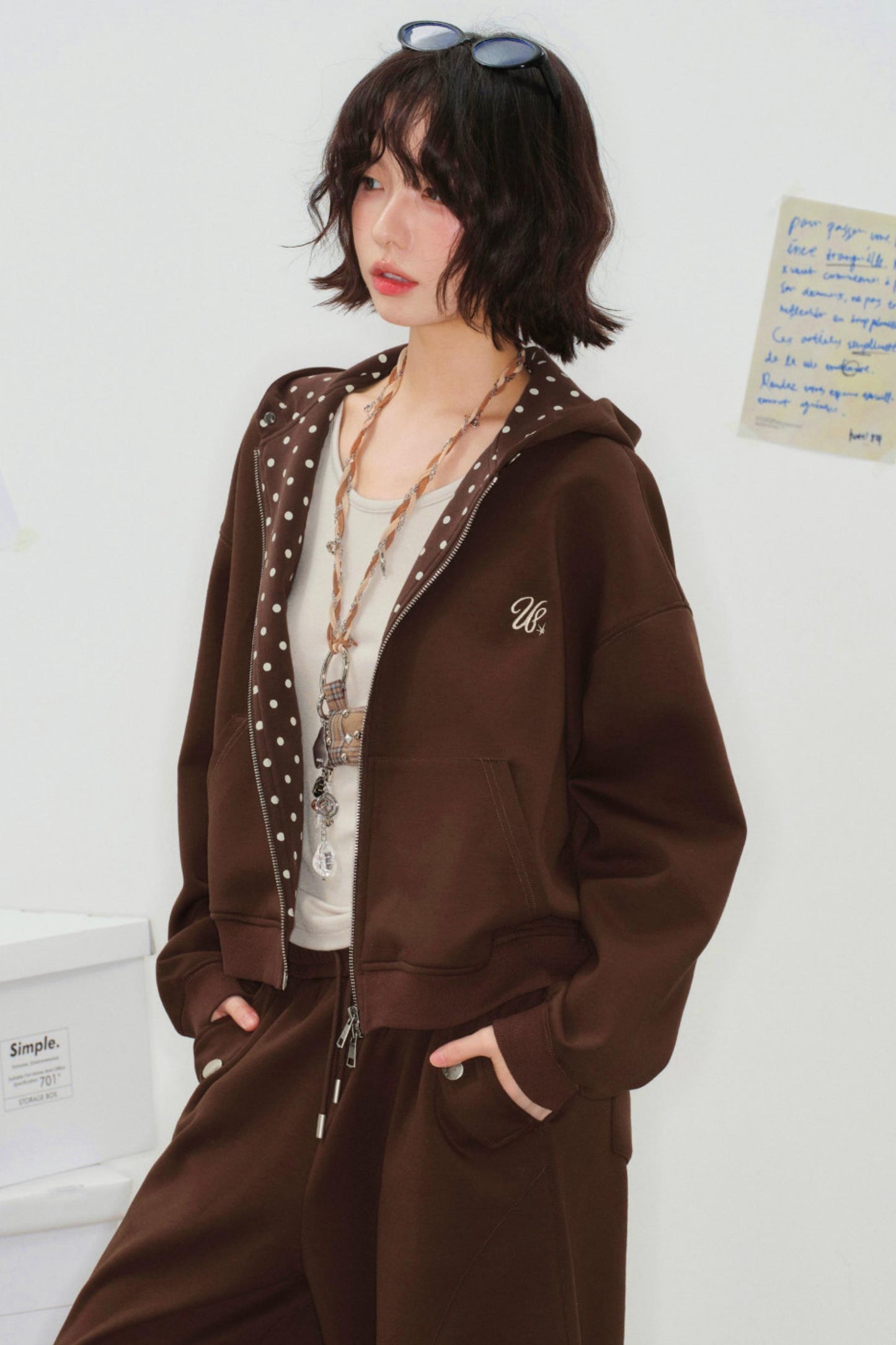 캐주얼 모드 후드 티셔츠 + 루즈 팬츠