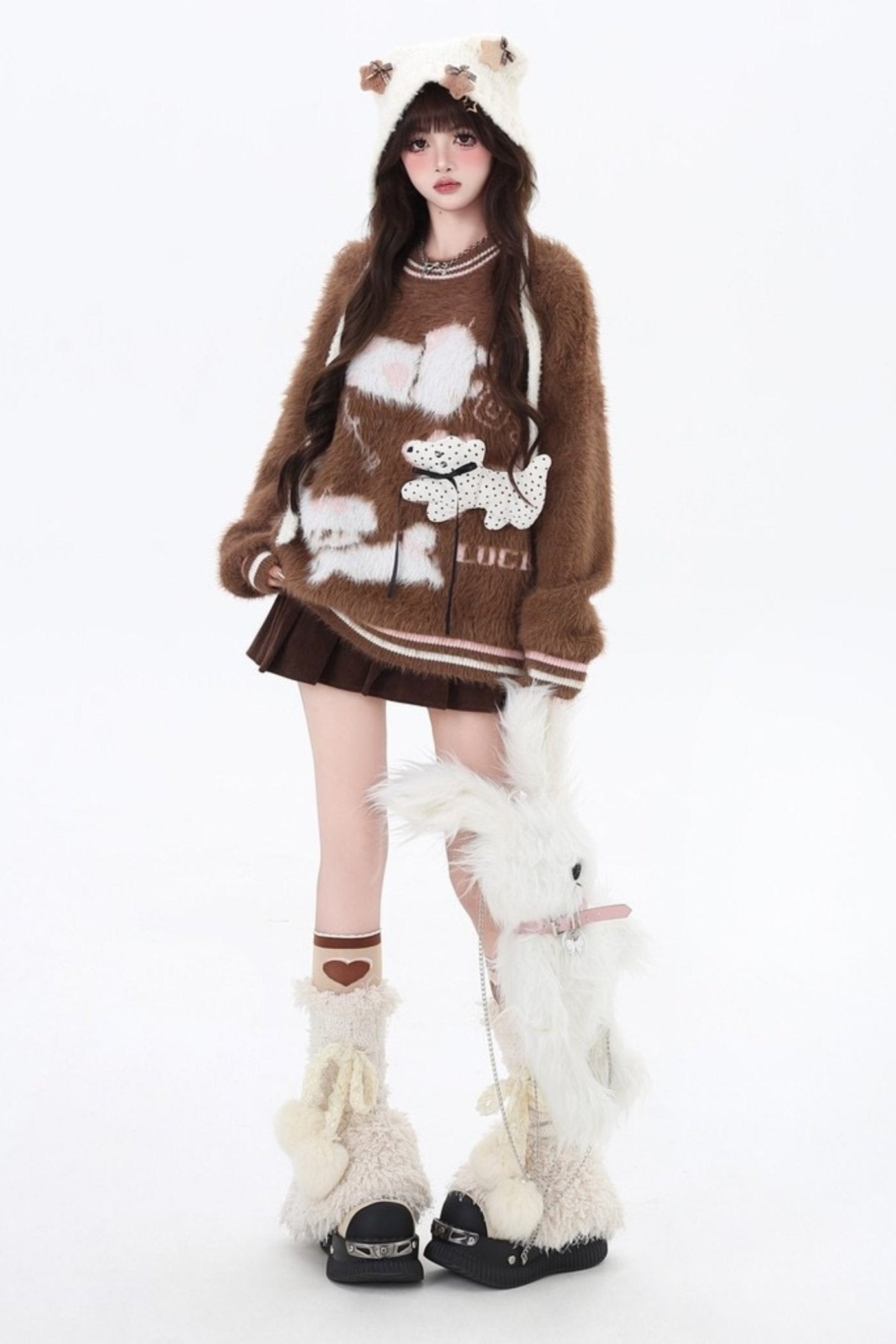 フォレストジャカードイミテーションミンクセーター