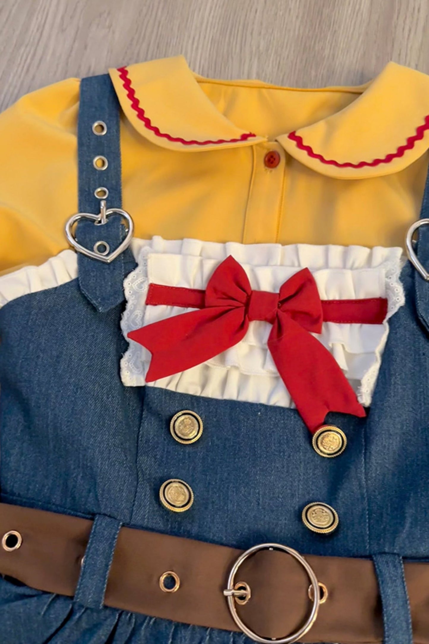 コントラストイエローデニムスカートセットアップ