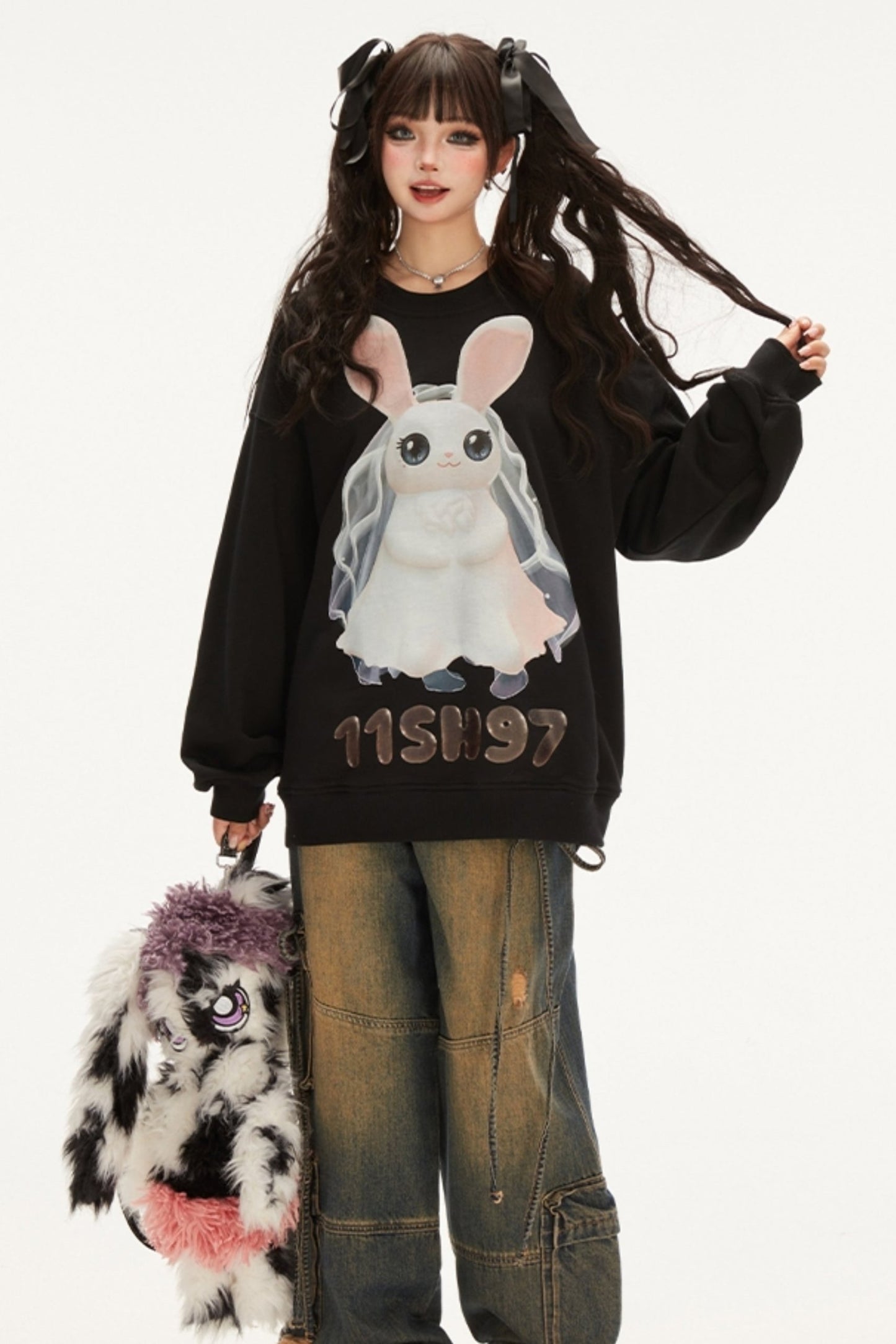 American Style 3D Milk Rabbit Sweatshirt