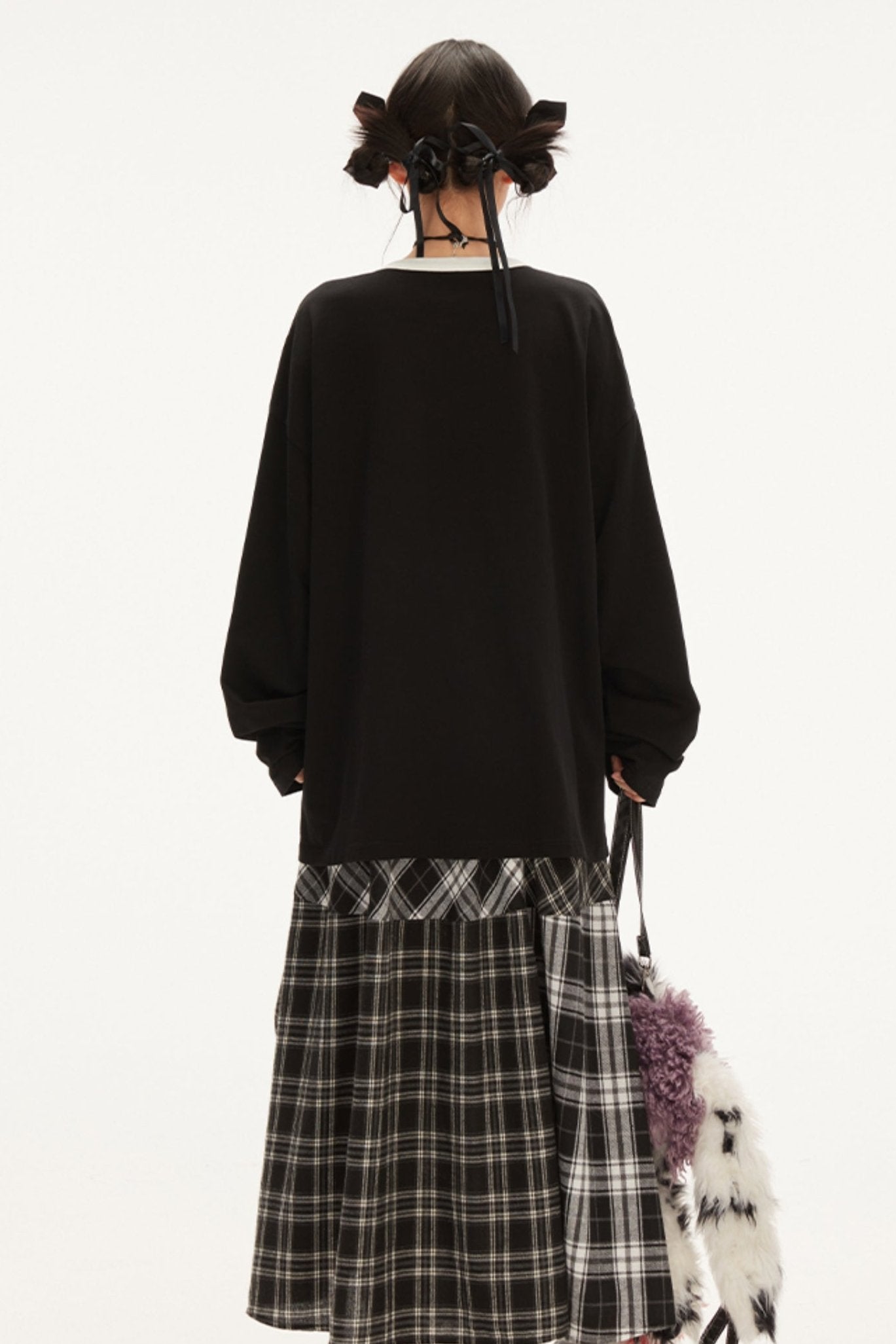 Versatile Black Halter Neck Long Sleeve Tops