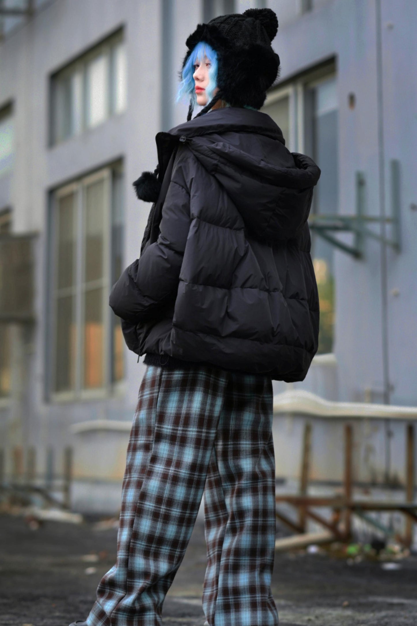 Stand collar white down coat