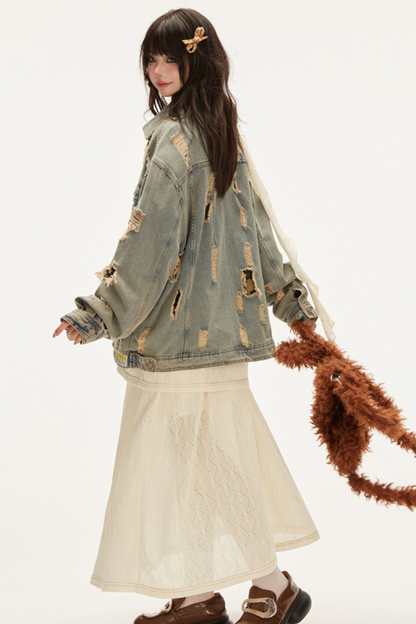 Early Autumn Puppy Loose Top Skirt Set-Up