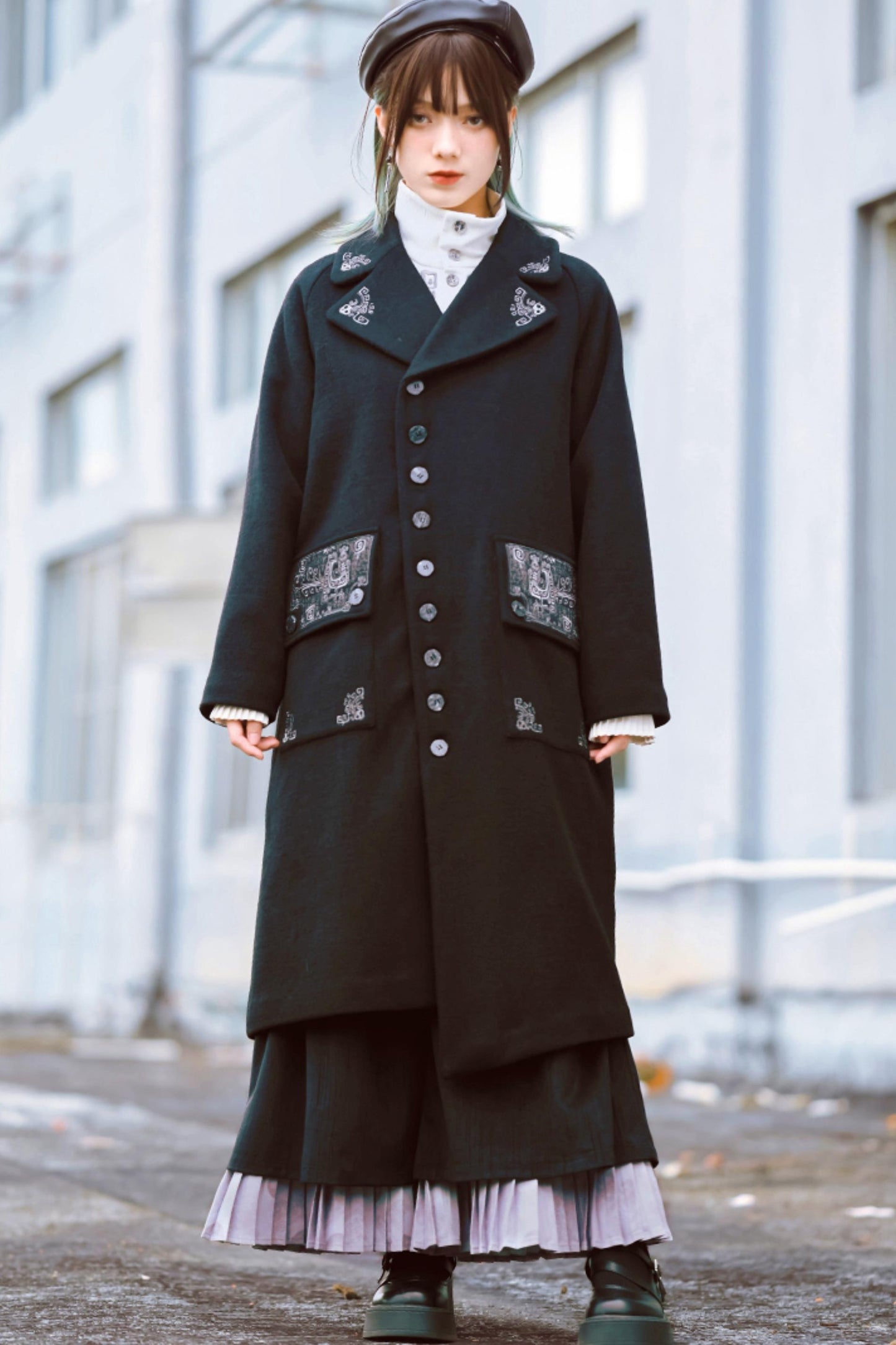 【予約商品】チャイニーズブラックワイドレッグパンツ