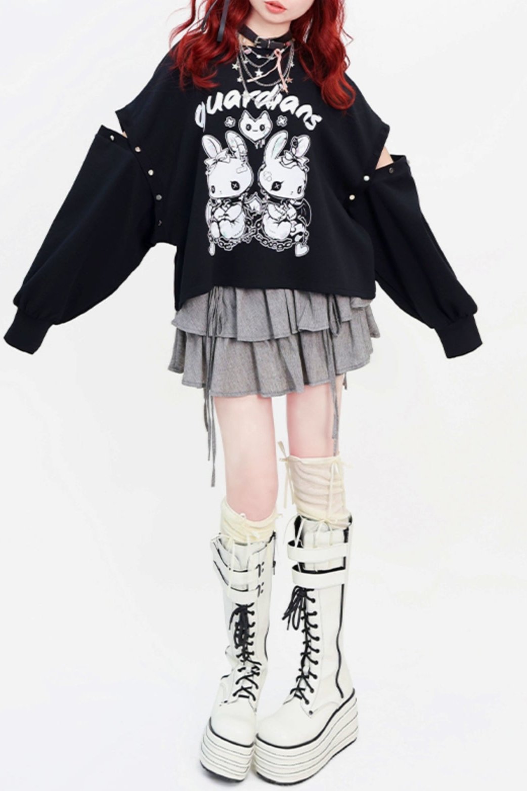 ハートビートガードスウィートY2Kボタンスウェット