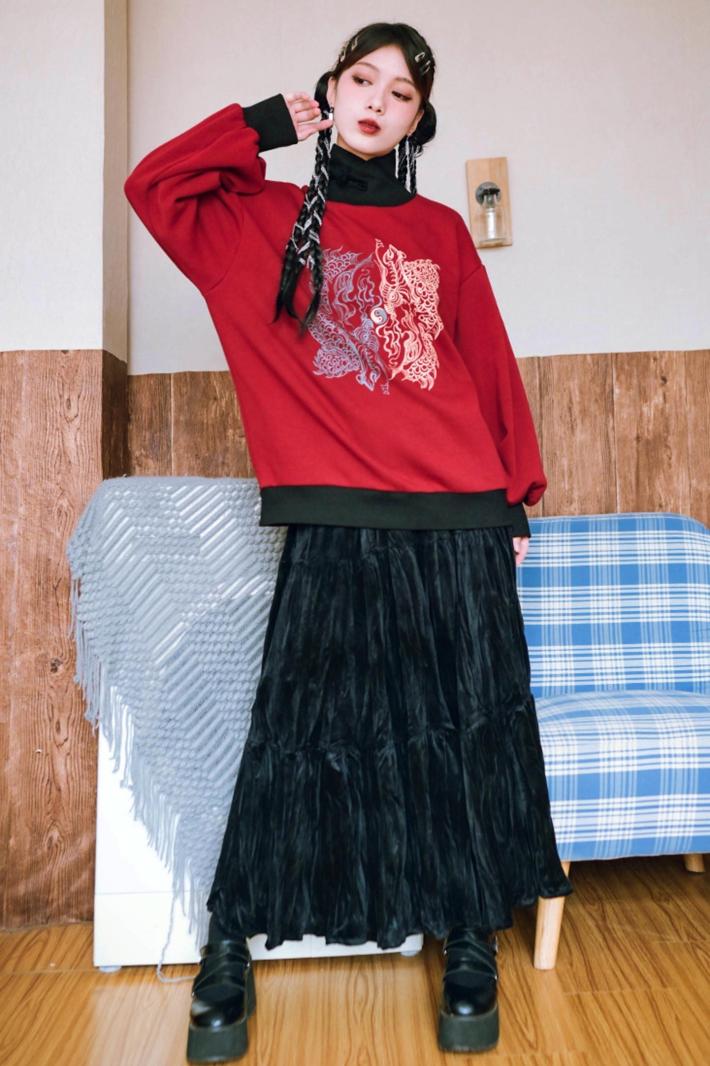 Black pre-lit artificial Christmas tree