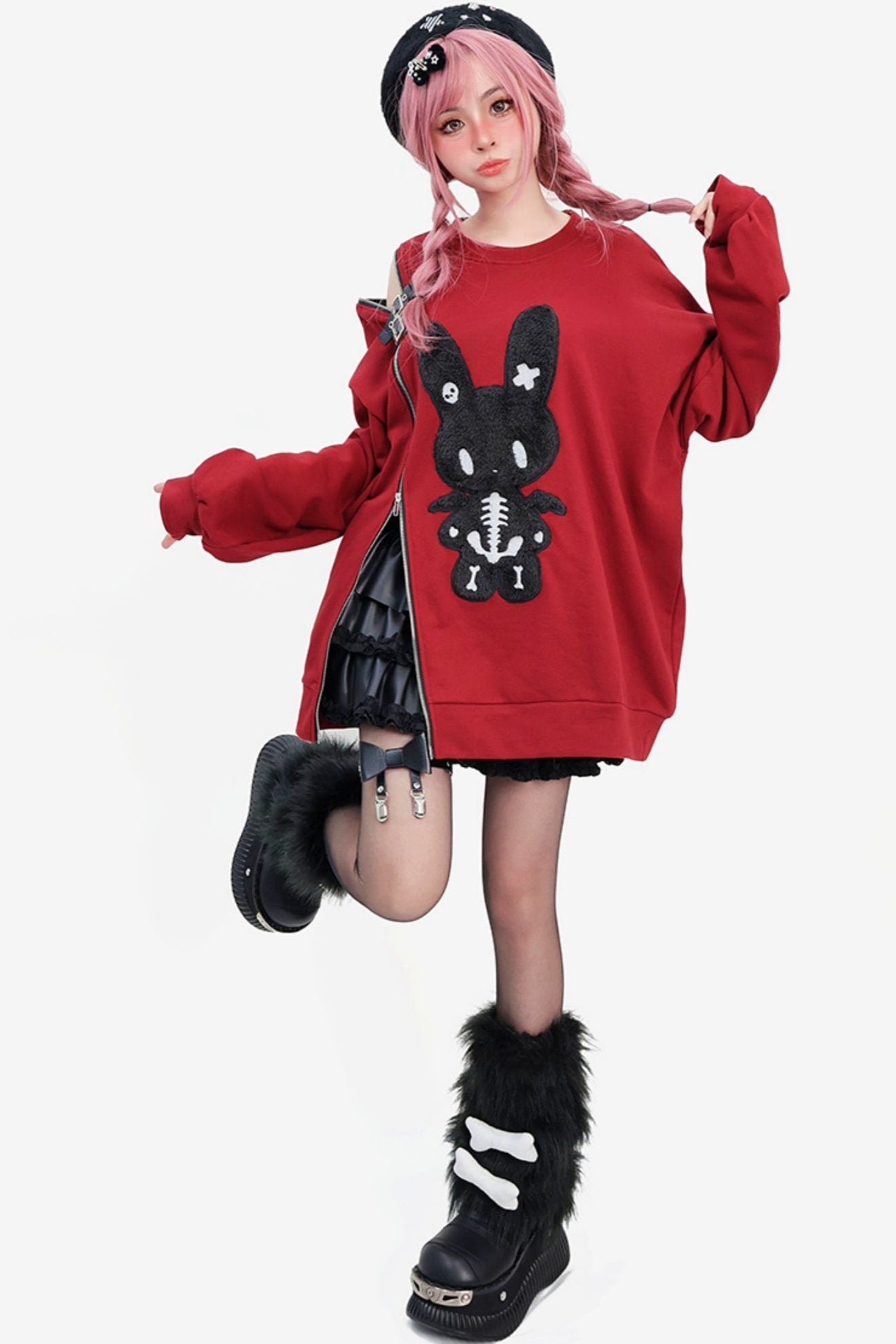 ルーズオフショルダークルーネックスウェット