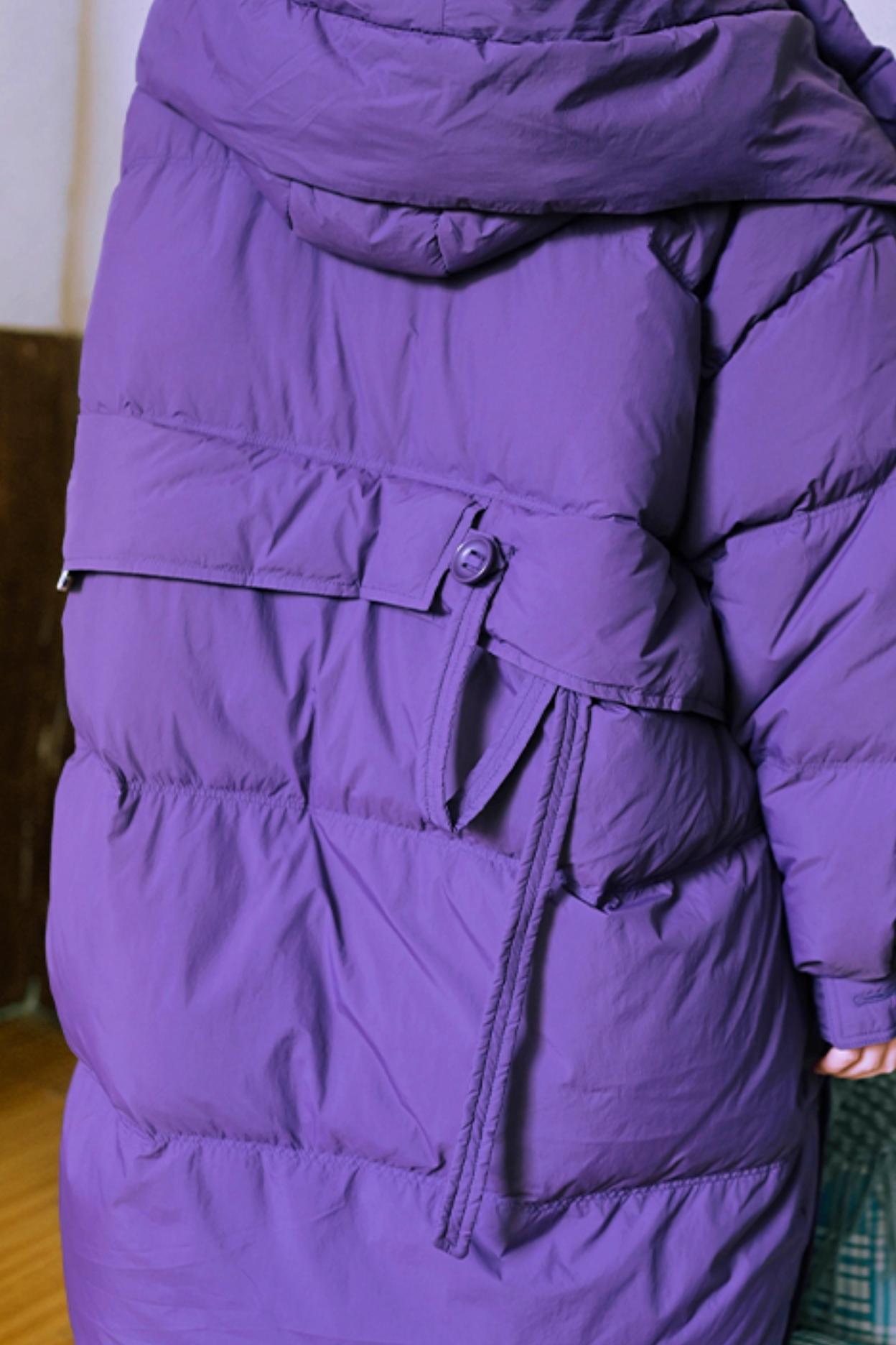 The Eccentric House "Tipsy Musician" 90 White Duck Down Jacket Women's Winter Mid-length Windproof Hooded Warm Jacket