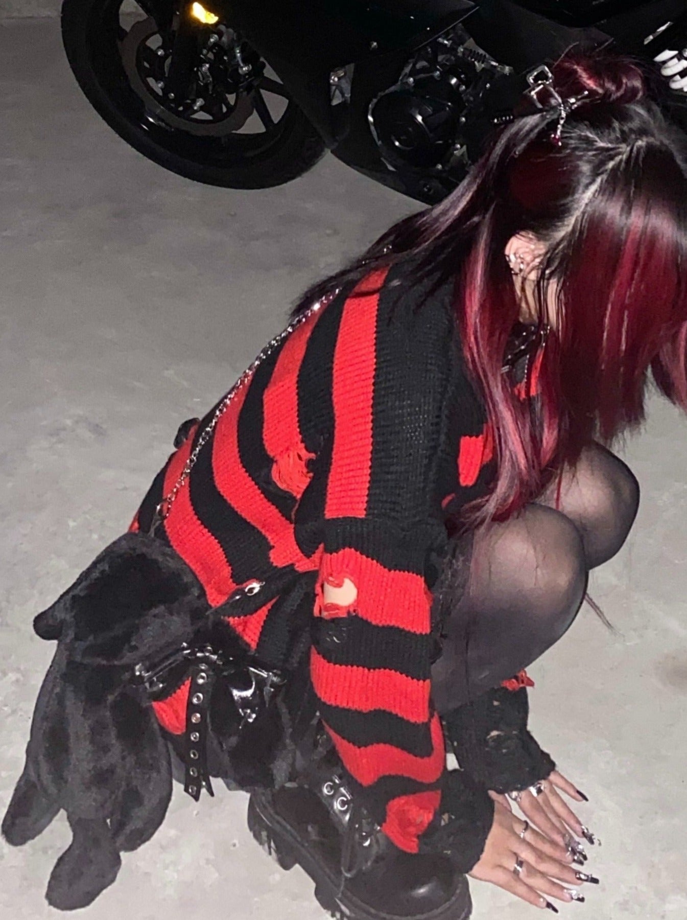 朋克摇滚边针织毛衣