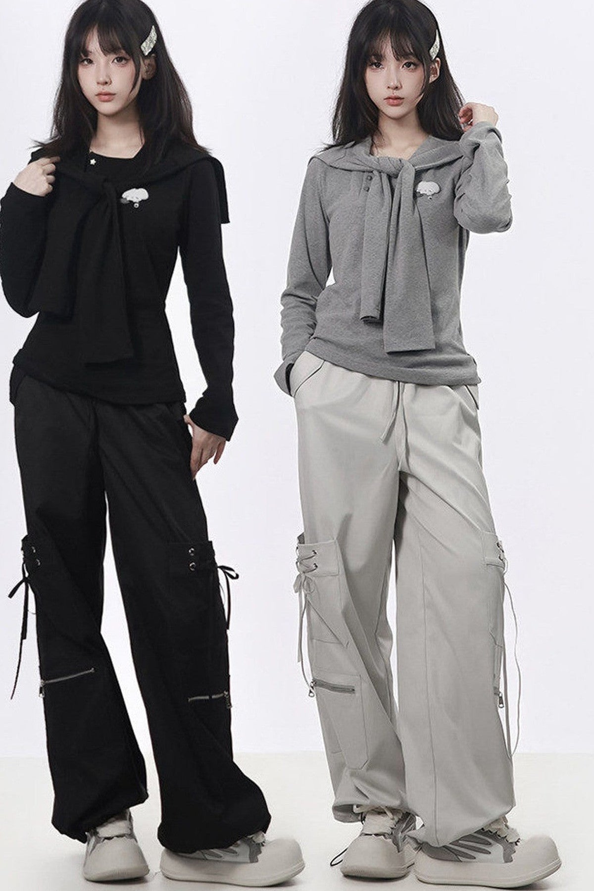 Three-Color Shawl Long-Sleeve