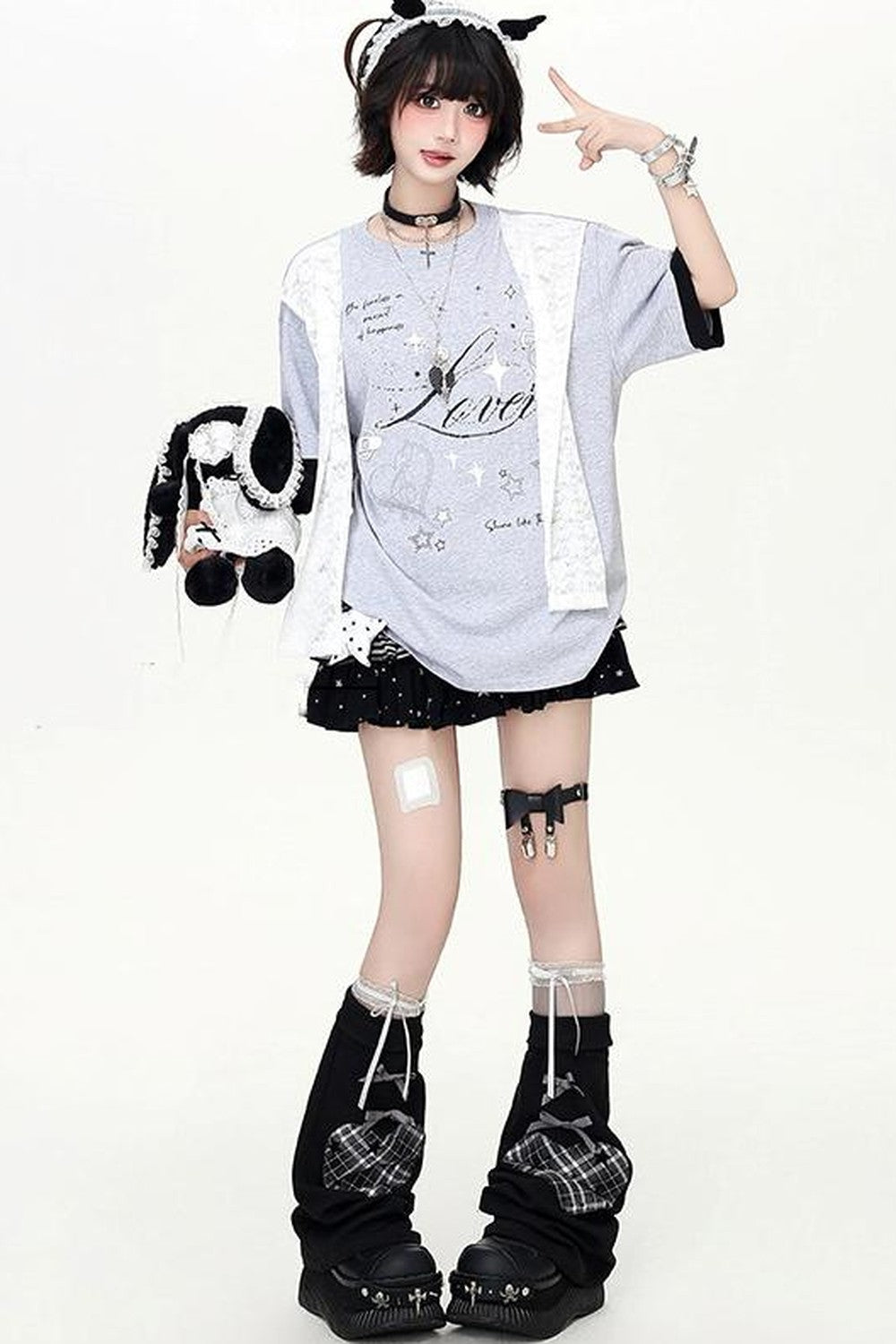 Lace Ribbon Sailor Oversized T-Shirt
