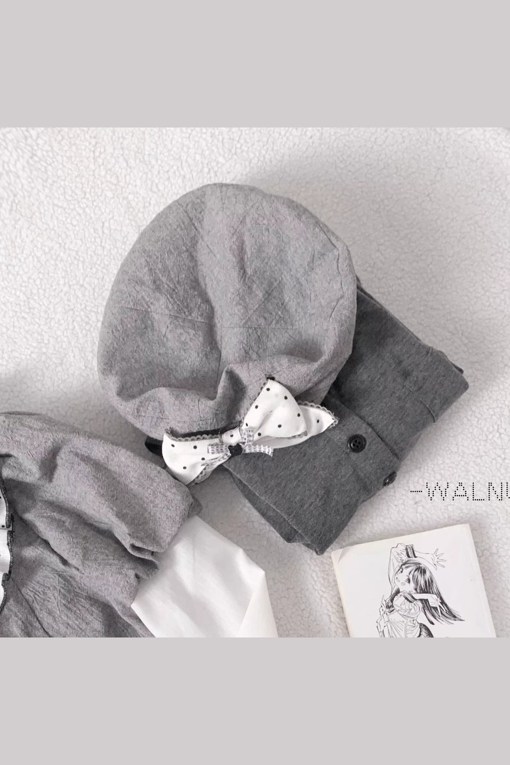 Gray Polka Dot Dress + Accessories