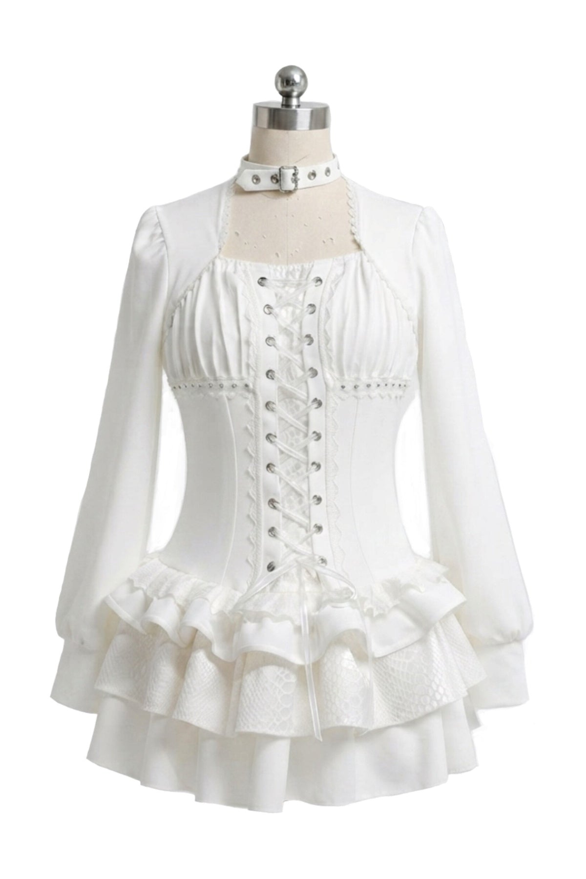 White Gothic Patchwork Corset Dress