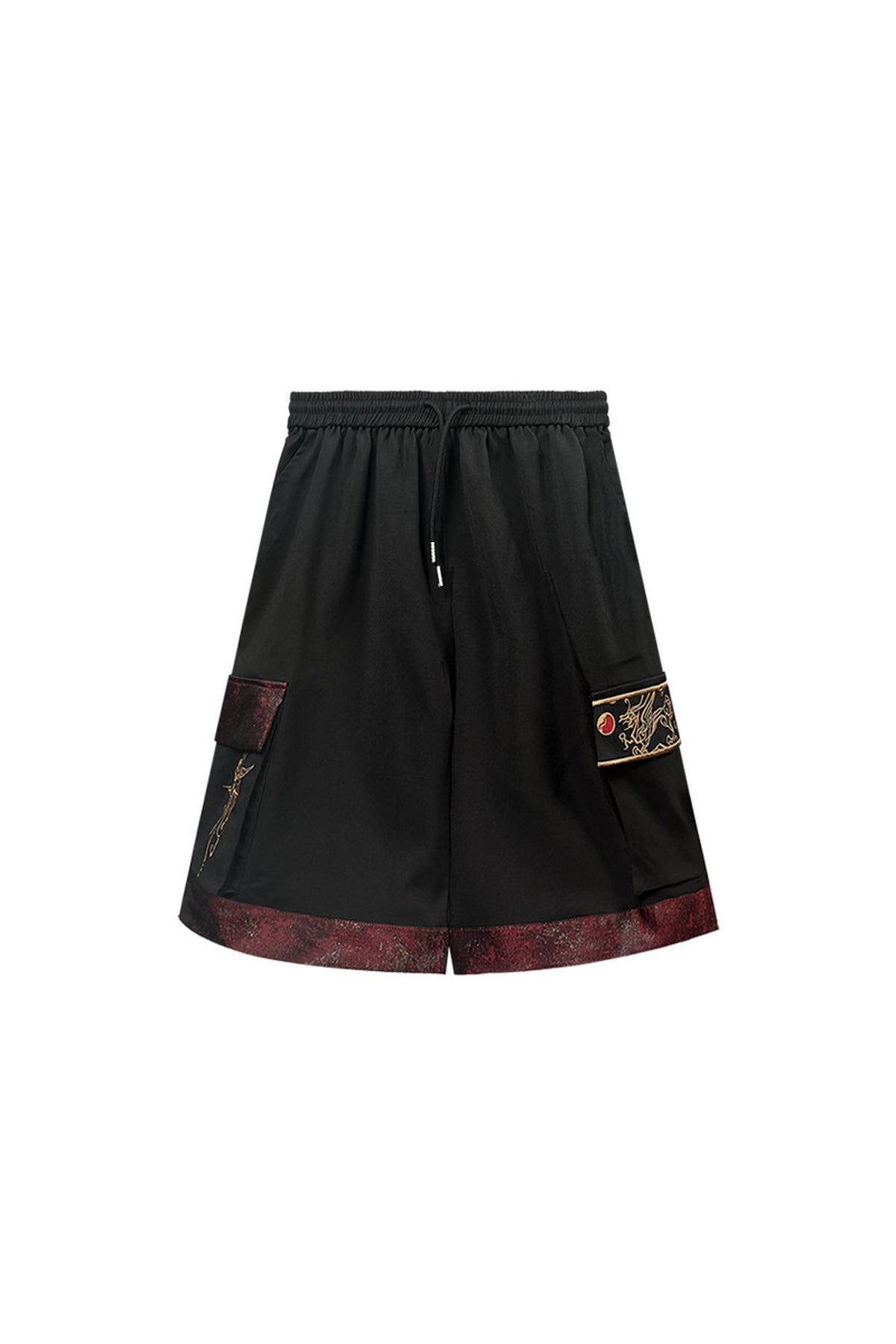 Short-Sleeve Dragon Embroidered T-Shirt and Shorts Set-Up