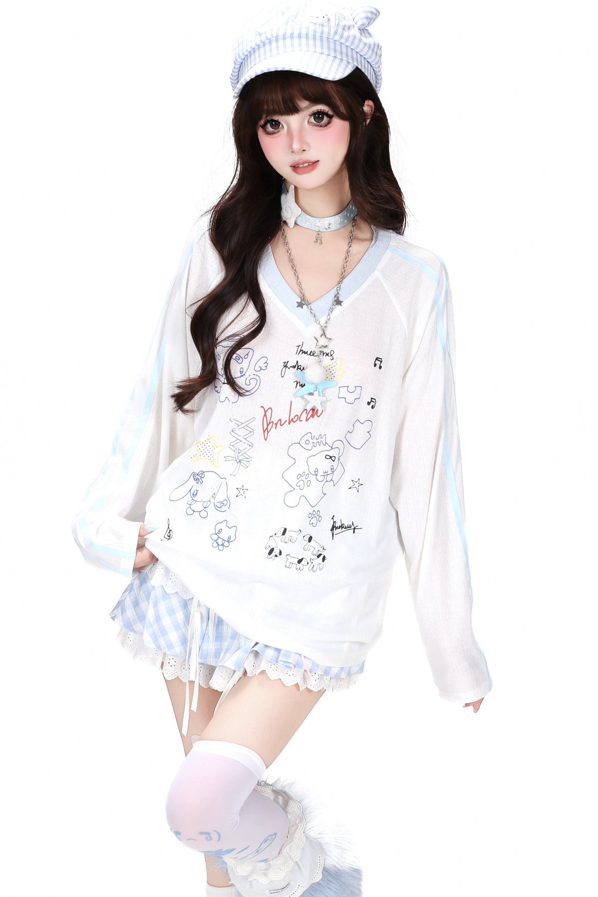 V-Neck Raglan Long-Sleeved Cover-Up