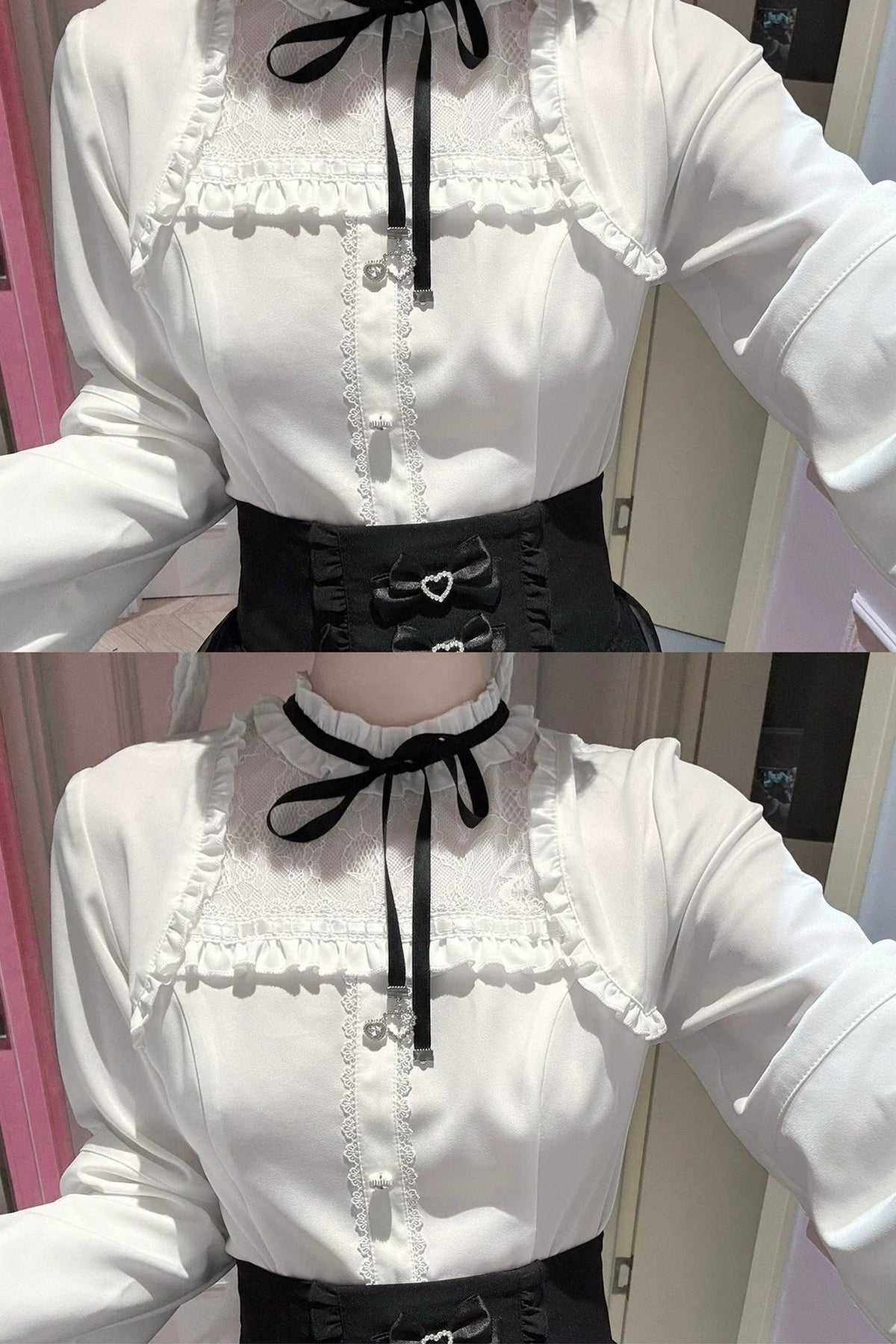 Ruffle Lace Bell Sleeve Top & Skirt Set