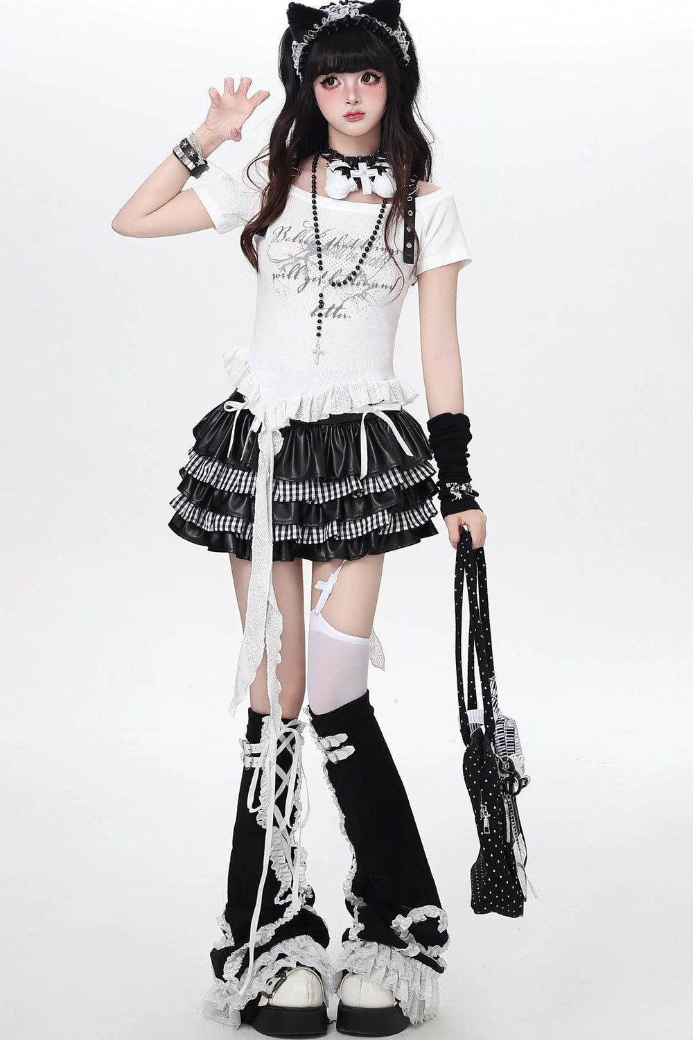 Heart Buckle Asymmetrical Dark Kawaii Top