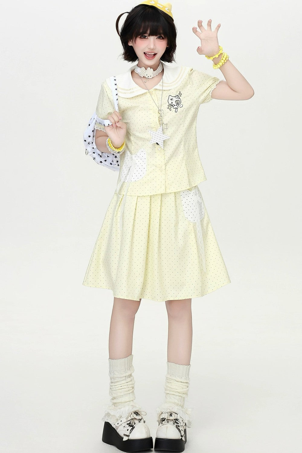 Polka Dot Cat Sailor Set