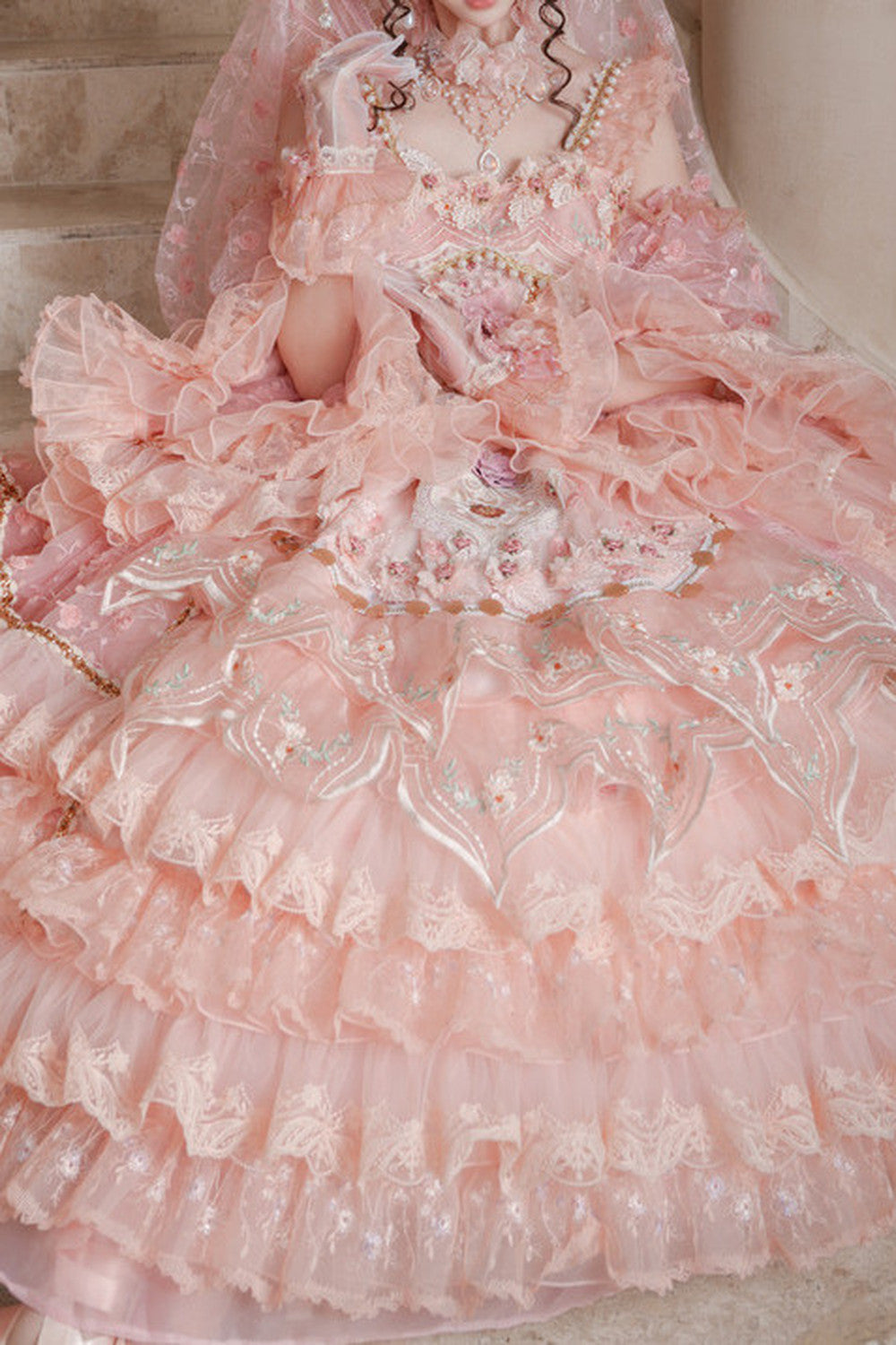 Peach Floral Tea Party Dress